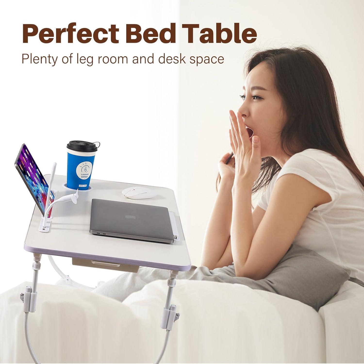 Escritorio de Cama Ajustable BYMECOST con Puertos USB y Cajón