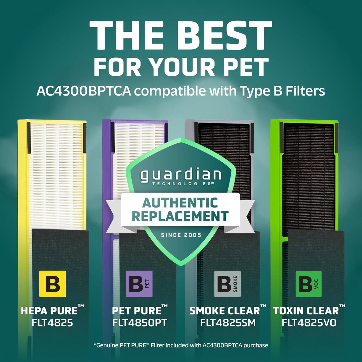 Purificador de Aire GermGuardian AC4300B HEPA para Mascotas 69 m²