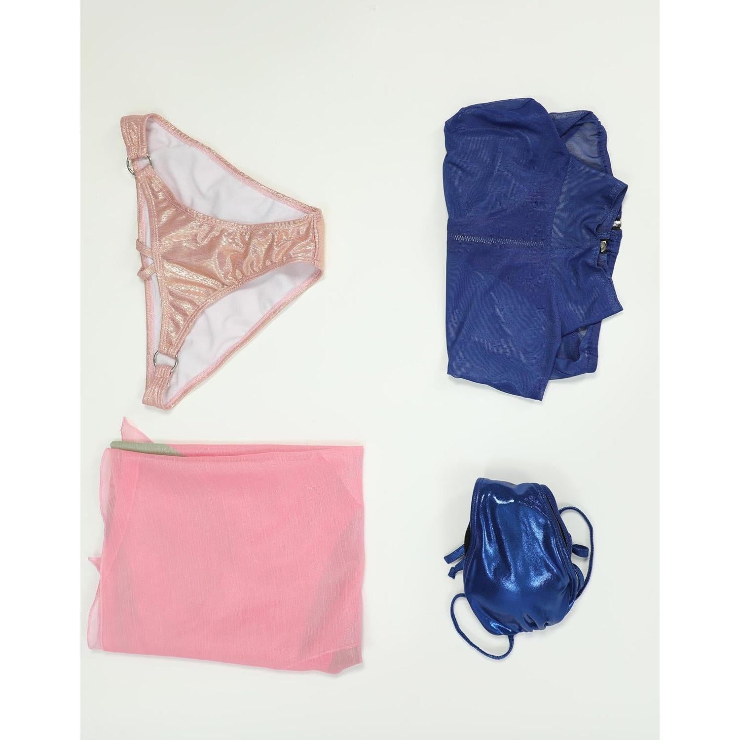 Traje de Baño Cosplay Mujeres Haikyuu 2 Piezas Azul/Rosa