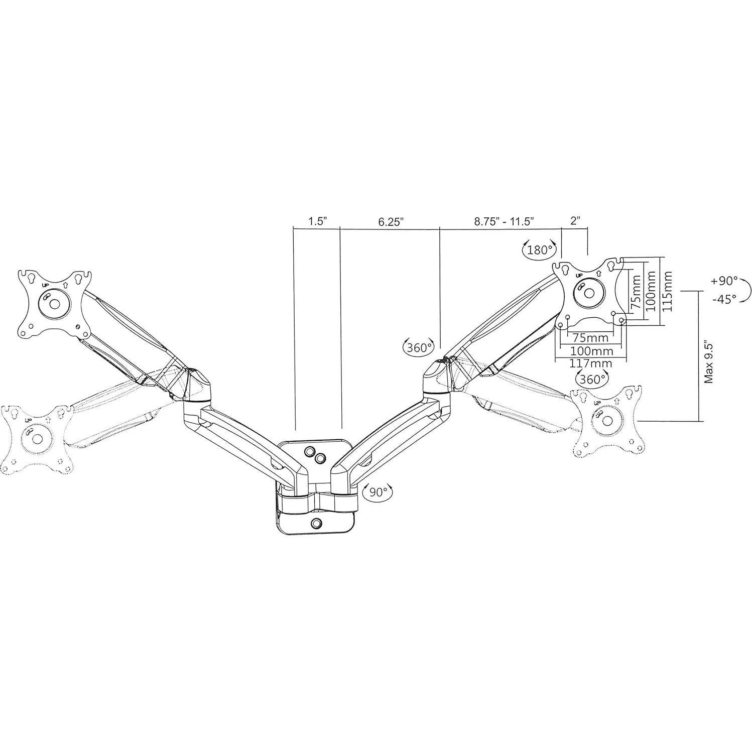 Soporte de Pared Doble para Monitor VIVO MOUNT-V002G 17-32"