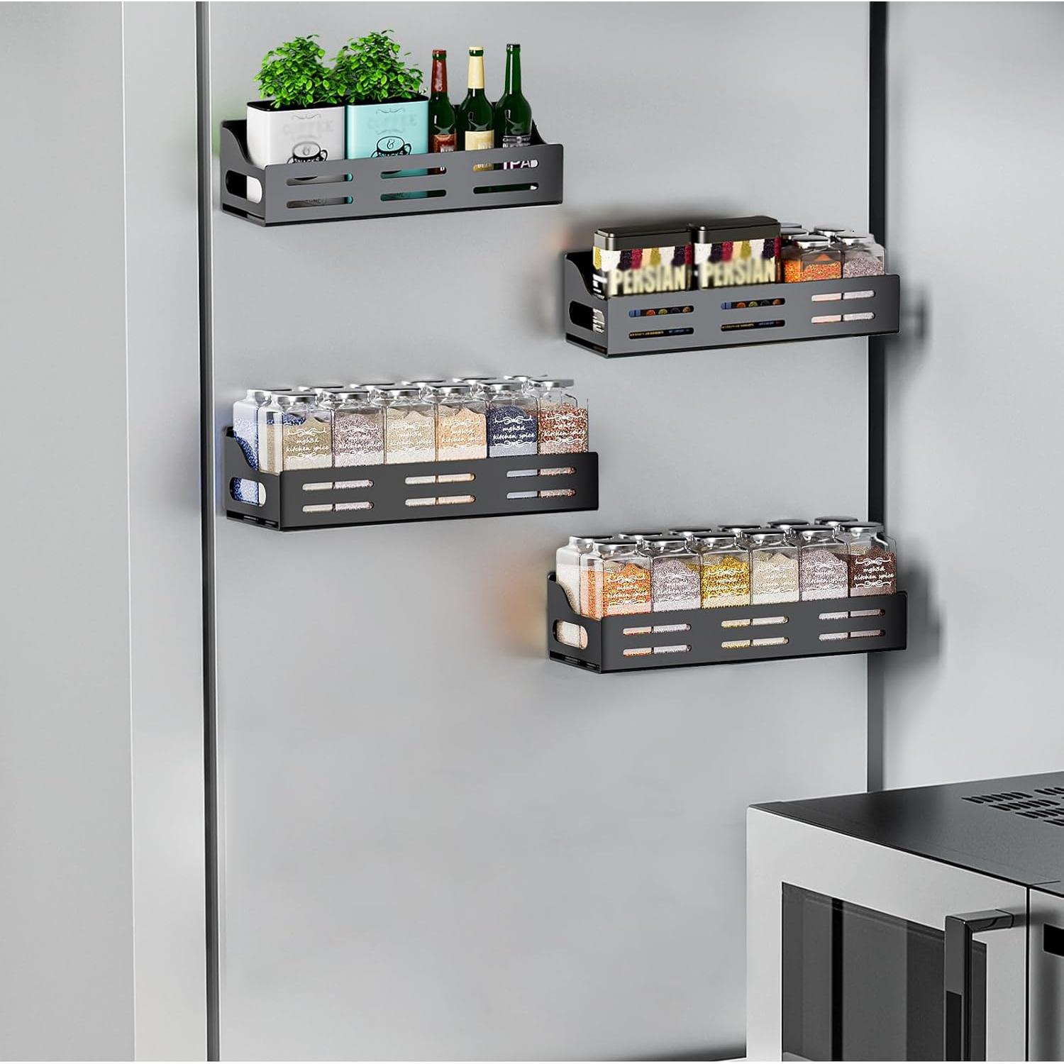 Estante Magnético para Especias Carwiner 4 Paquete Negro