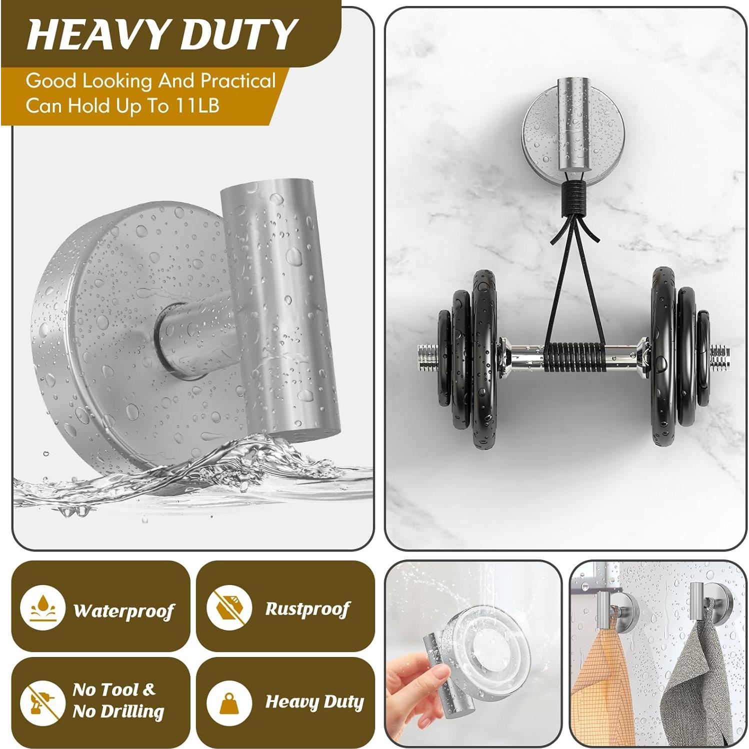 Ganchos de Ventosa Plata MOTAIPEAK 2 Pcs Alta Resistencia