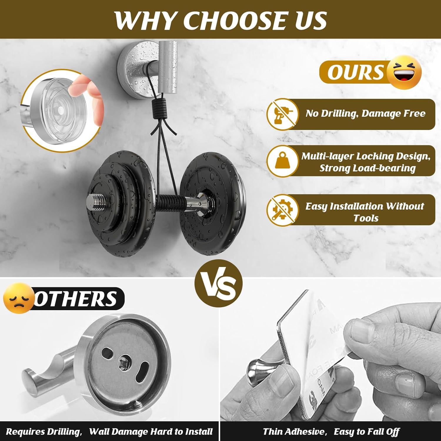 Ganchos de Ventosa Plata MOTAIPEAK 2 Pcs Alta Resistencia