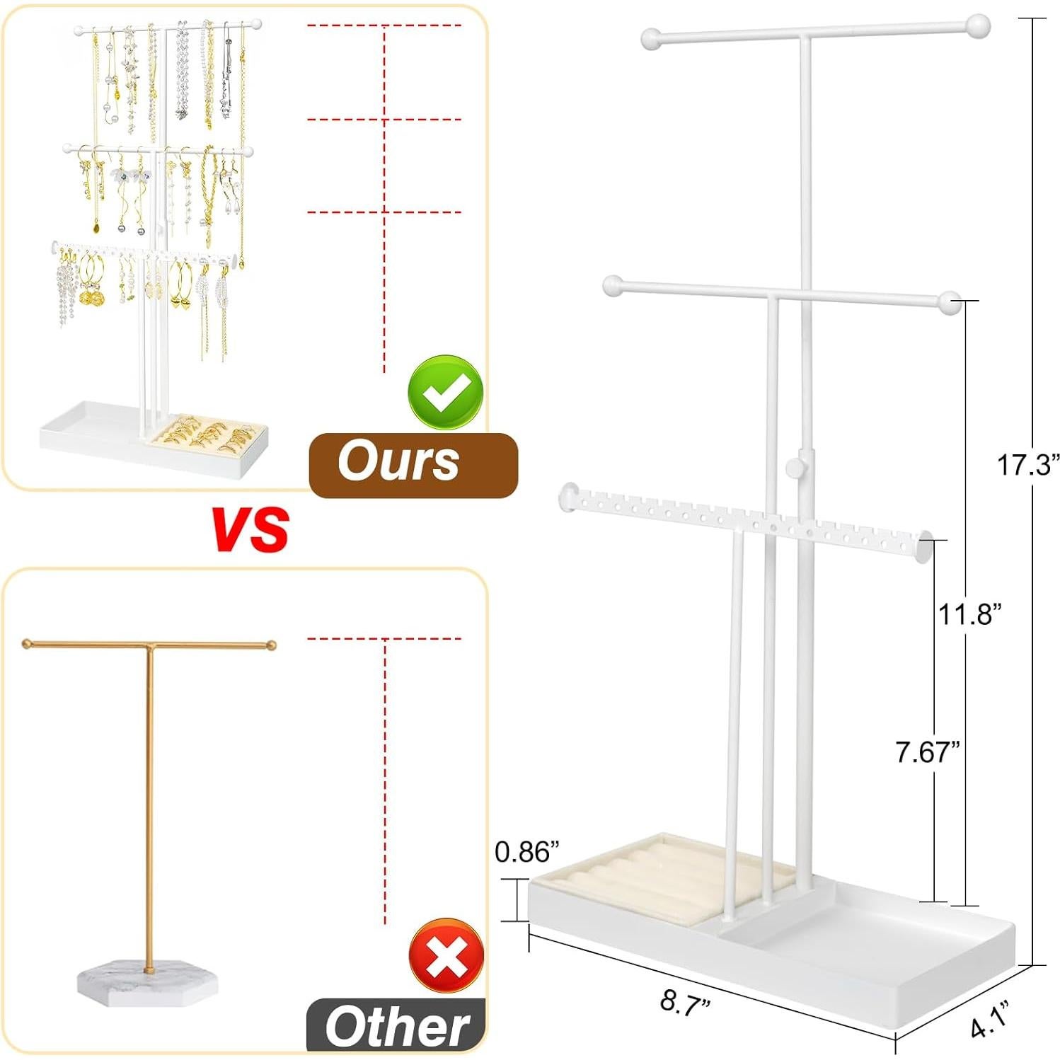 Soporte de Joyería Jenseits Beige Ajustable 3 Niveles