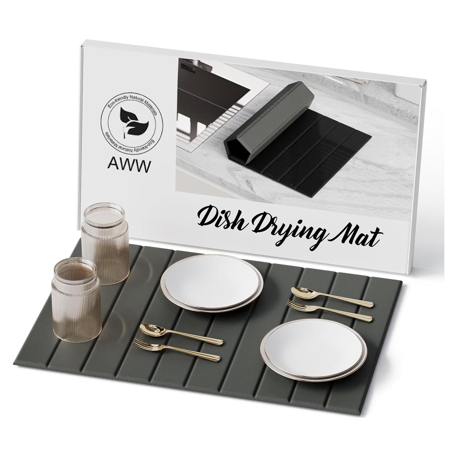 Alfombrilla para Secar Platos AWW 61x41 cm Gris Oscuro PU