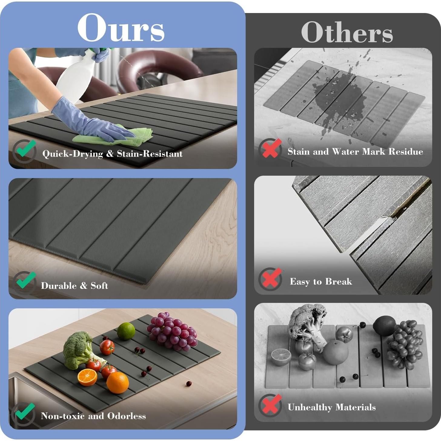 Alfombrilla para Secar Platos AWW 61x41 cm Gris Oscuro PU