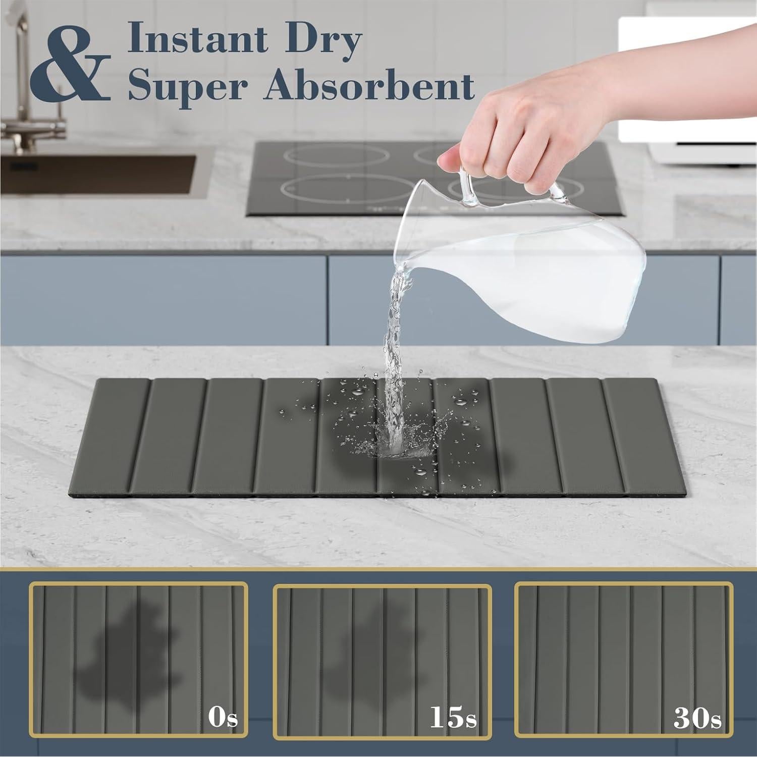 Alfombrilla para Secar Platos AWW 61x41 cm Gris Oscuro PU