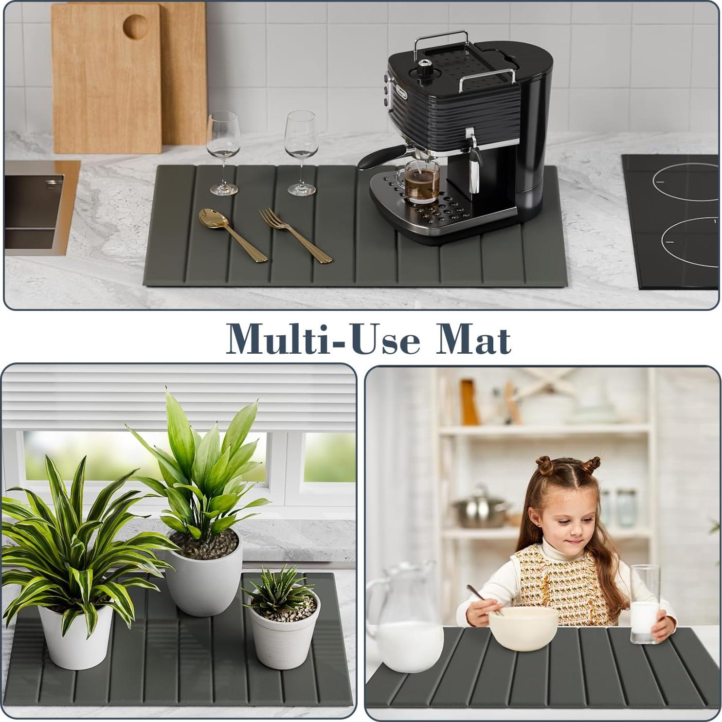 Alfombrilla para Secar Platos AWW 61x41 cm Gris Oscuro PU