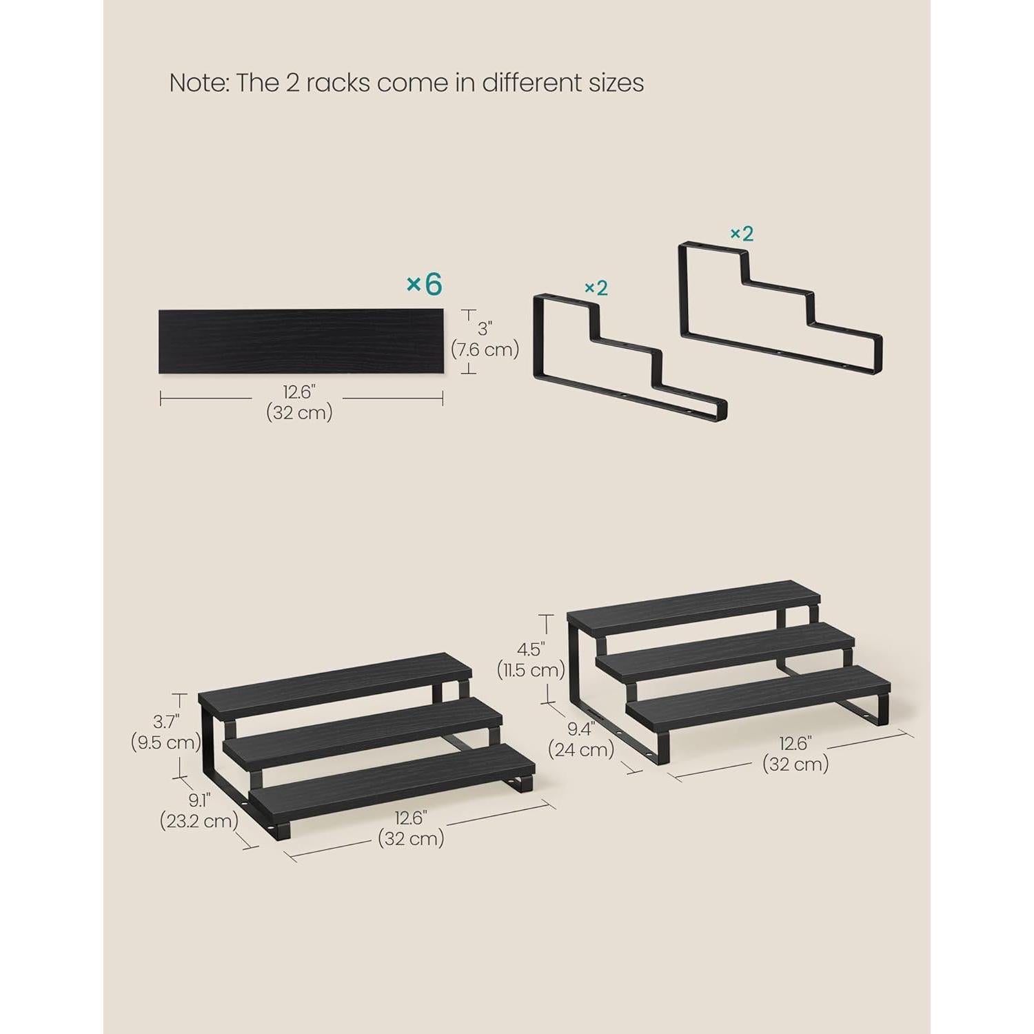 Estante de Especias 3 Niveles SONGMICS Madera Ingenierizada Negro
