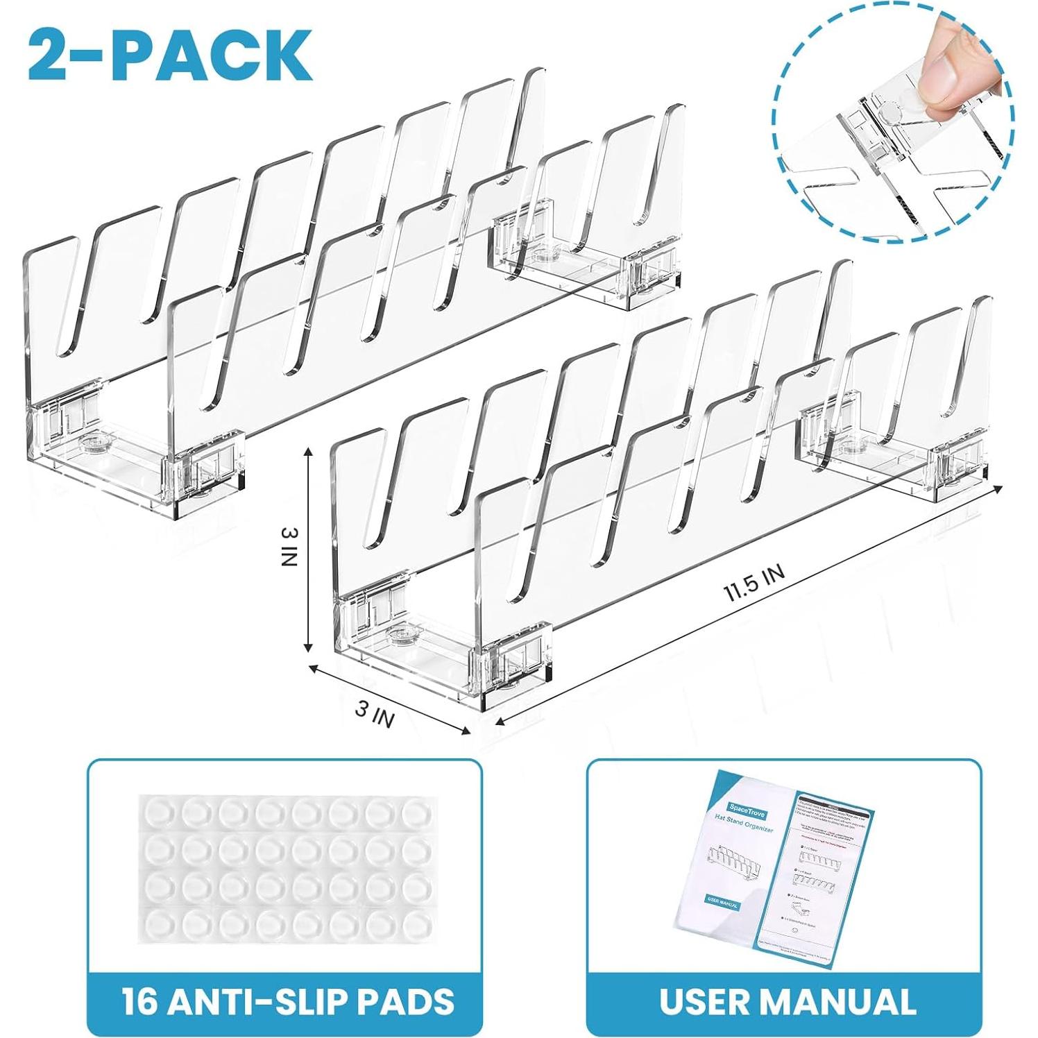 Organizador de Gorras SpaceTrove 2 Piezas Transparente