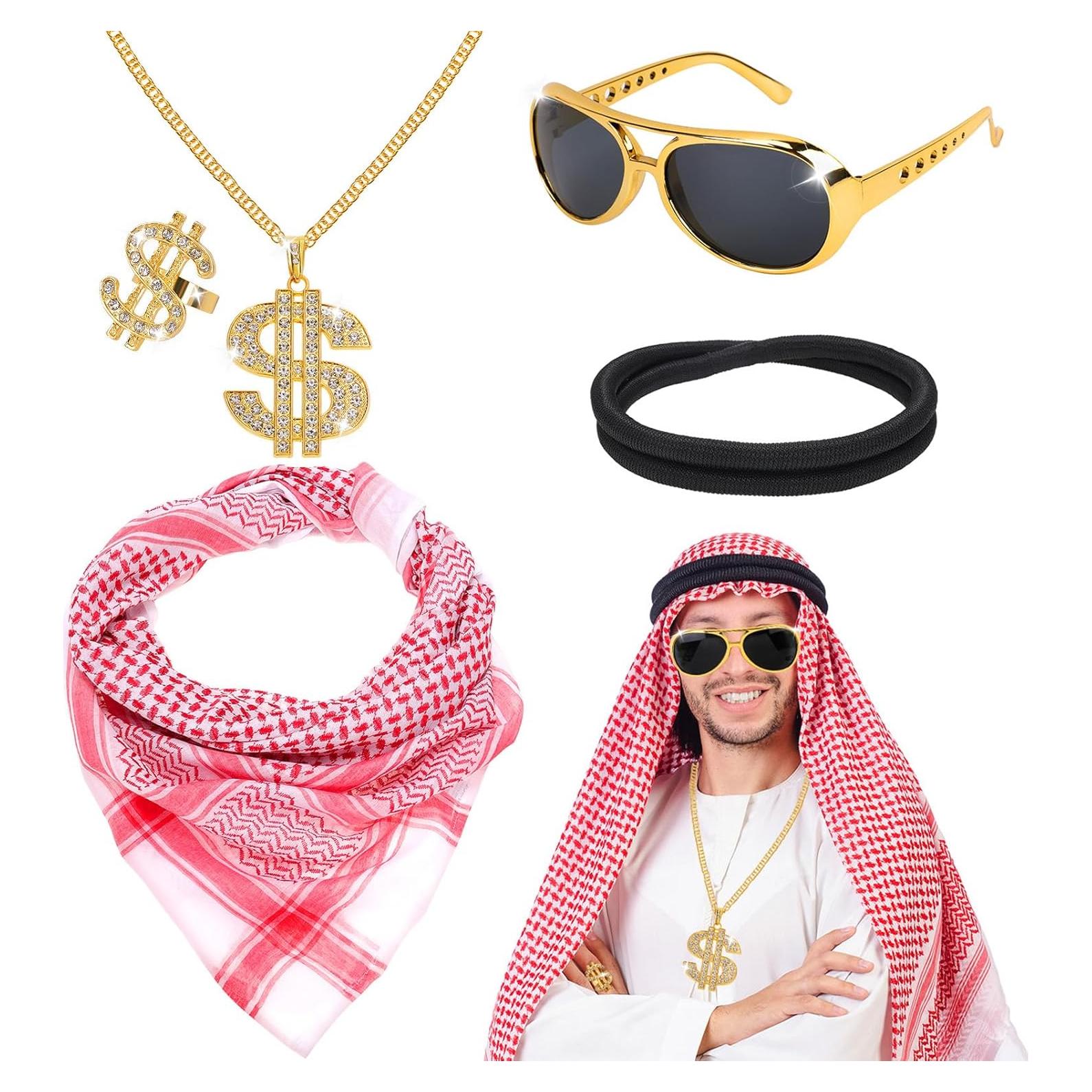 Disfraz Árabe XEPST para Hombres - 5 Piezas Accesorios