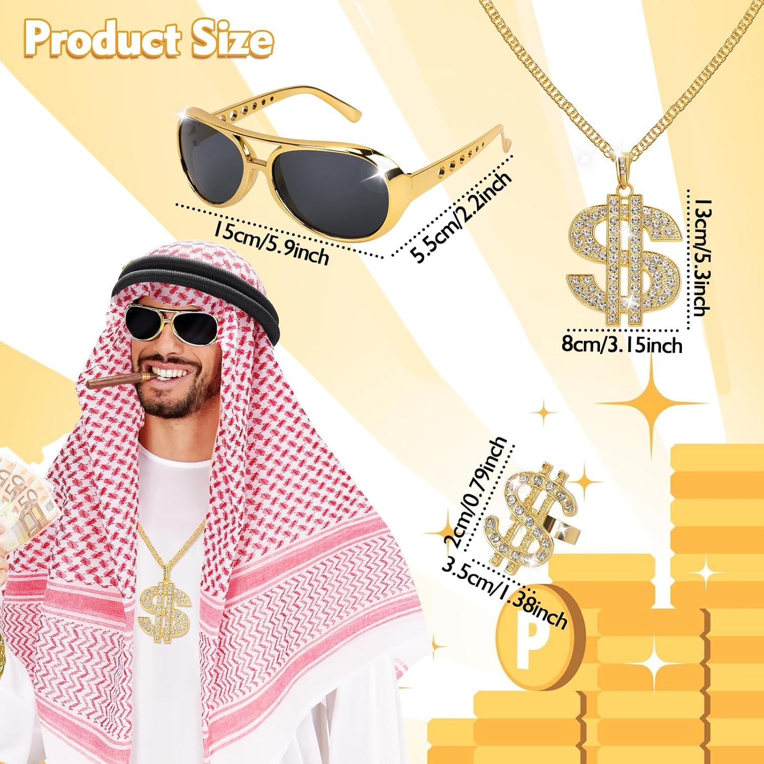 Disfraz Árabe XEPST para Hombres - 5 Piezas Accesorios