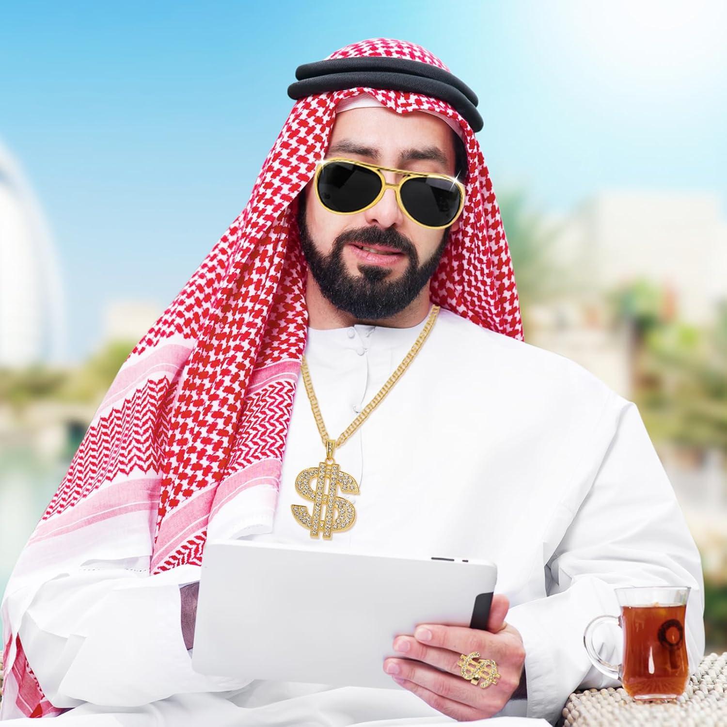 Disfraz Árabe XEPST para Hombres - 5 Piezas Accesorios