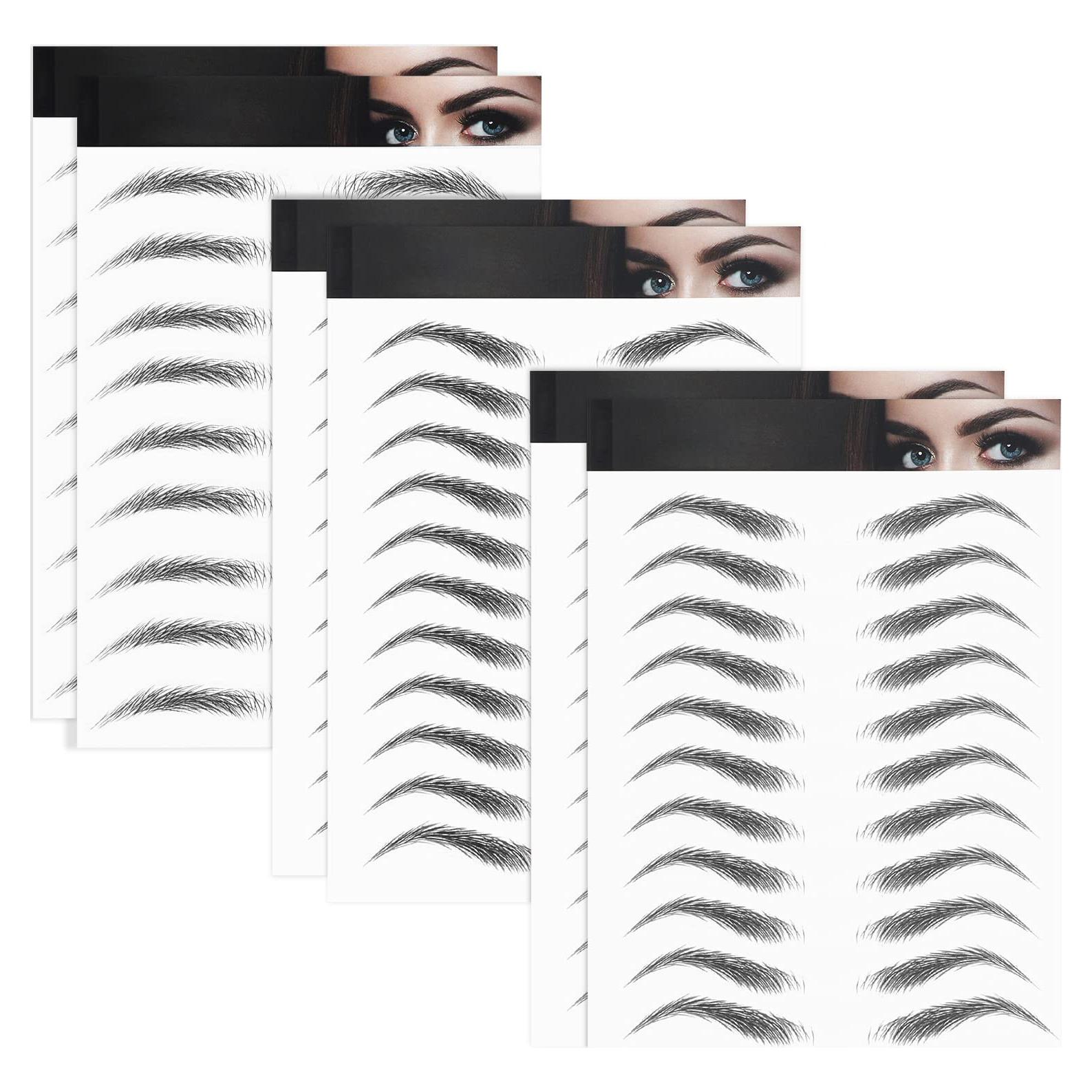 Calcomanías de Cejas Impermeables Blulu - 6 Hojas, 66 Pares