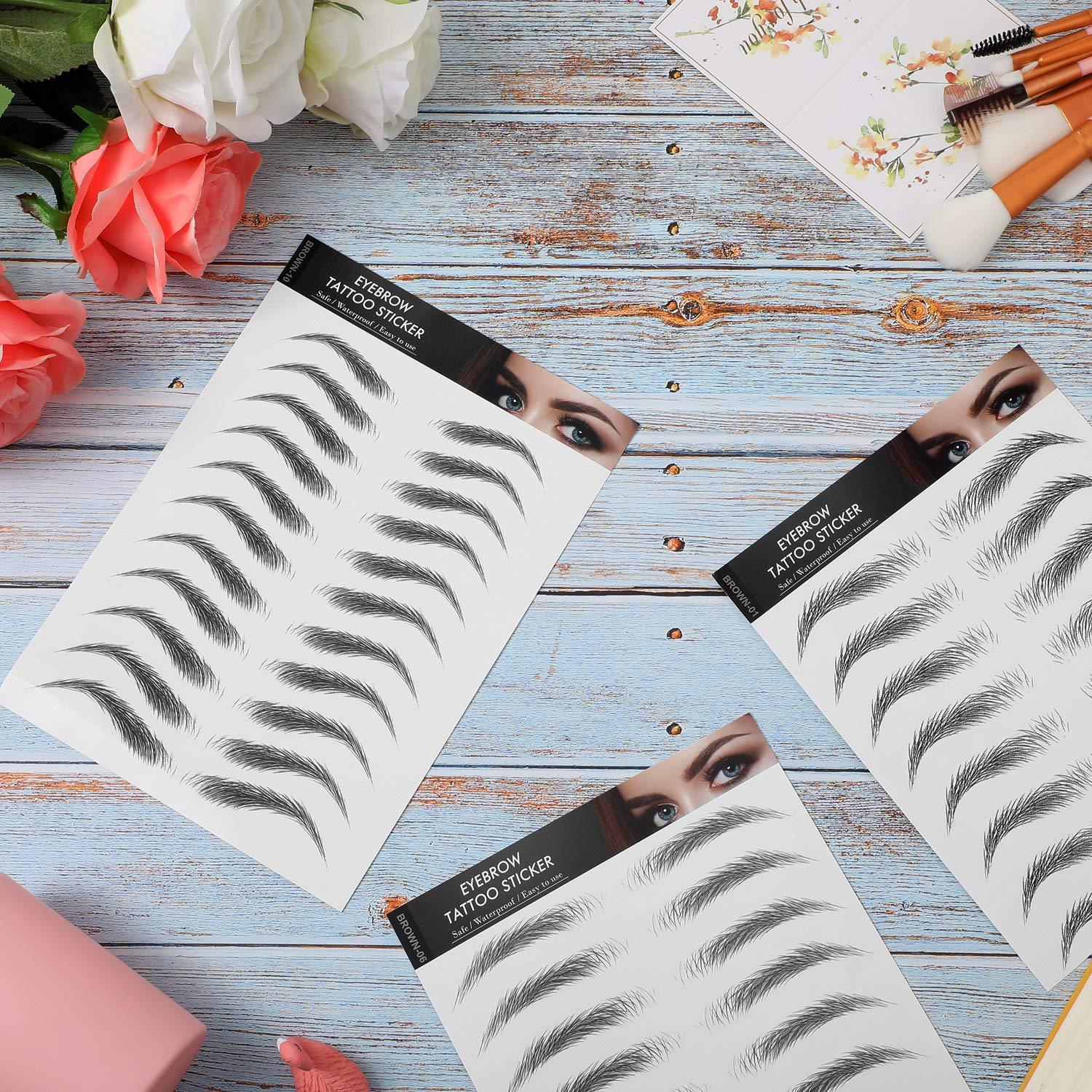 Calcomanías de Cejas Impermeables Blulu - 6 Hojas, 66 Pares