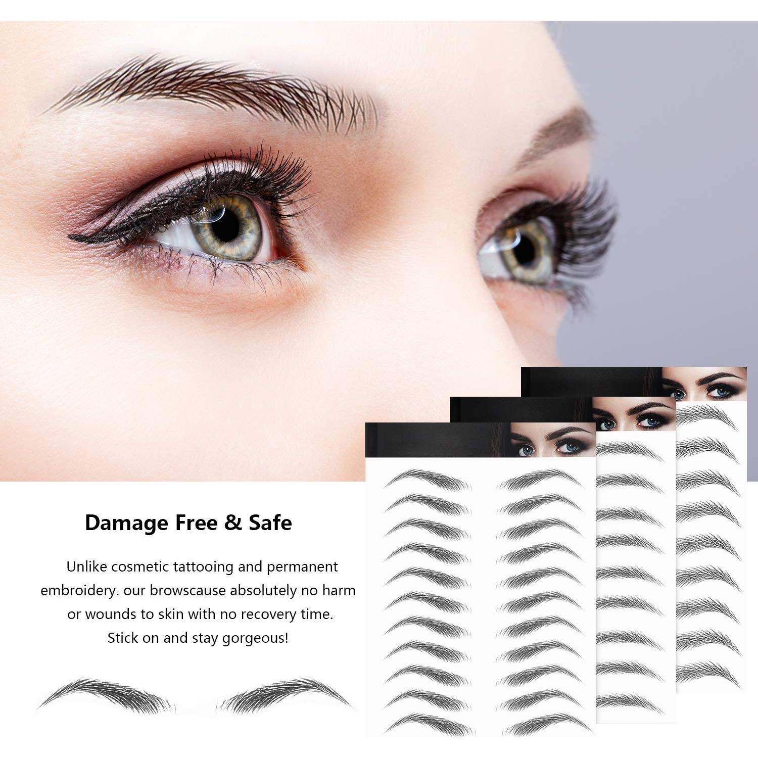 Calcomanías de Cejas Impermeables Blulu - 6 Hojas, 66 Pares