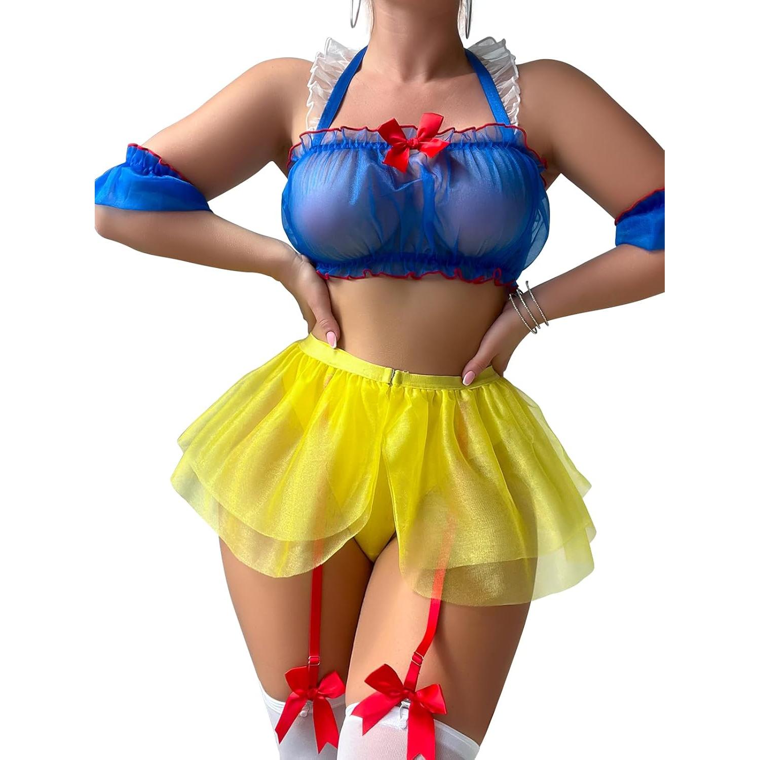 Conjunto de Lencería de Cosplay 7 Piezas para Mujeres