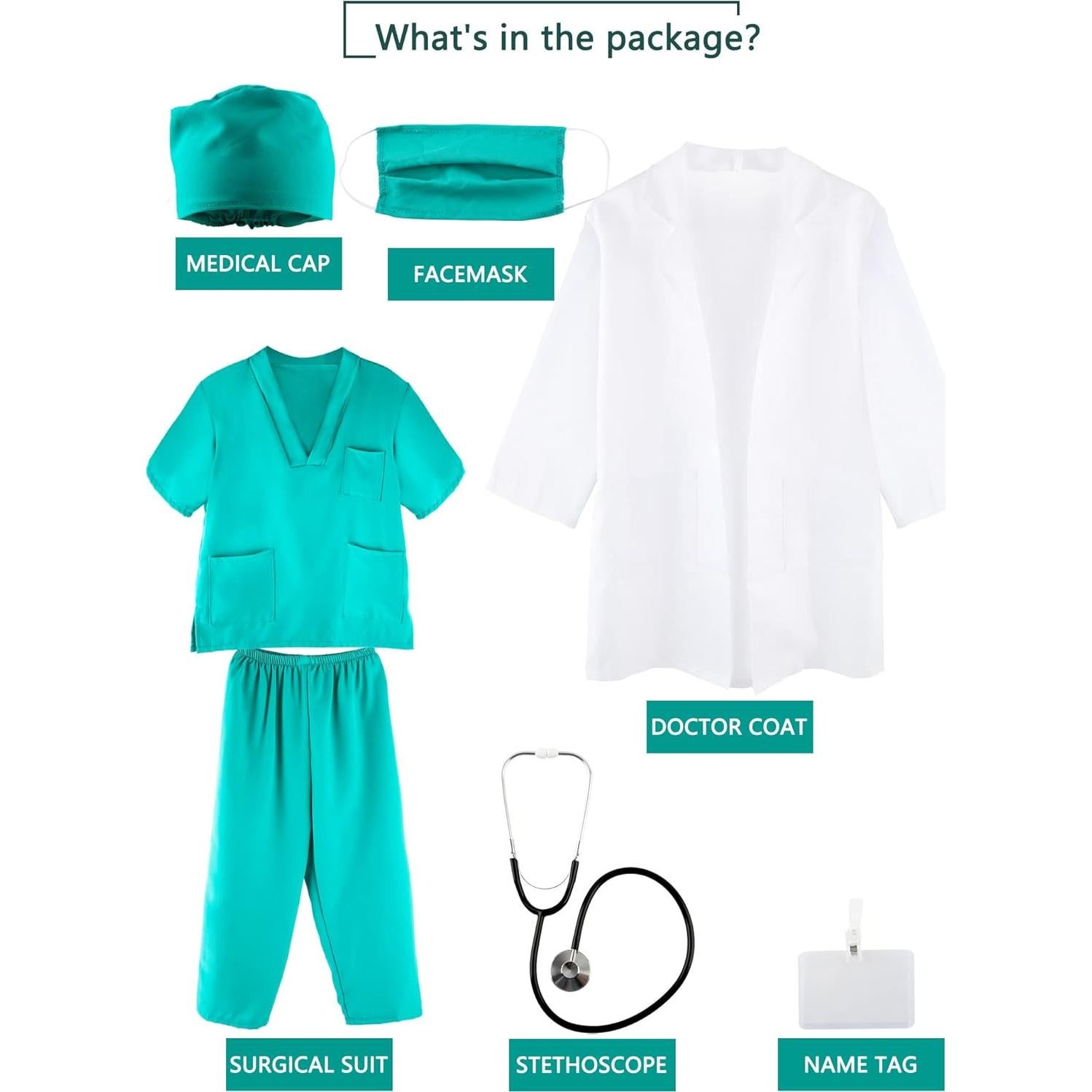 Disfraz de Doctor para Niños Puteraya 9-12 Años 7 Piezas