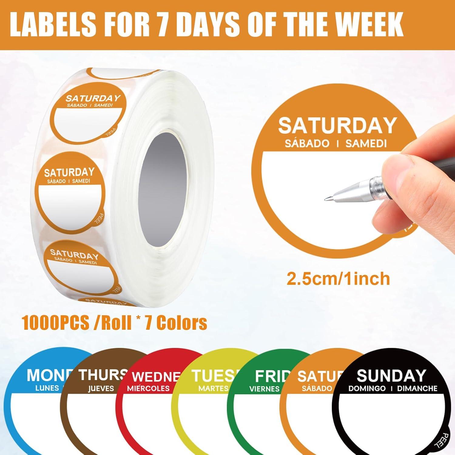 7000 Etiquetas Semanales Autoadhesivas Resurhang 2.5 cm