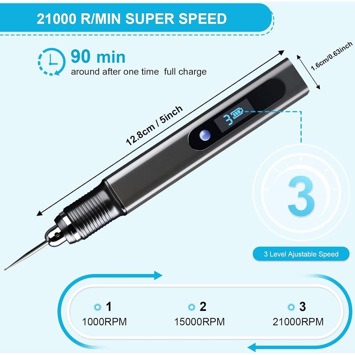 Bolígrafo de Grabado Inalámbrico Cykelith D2 30 Puntas USB