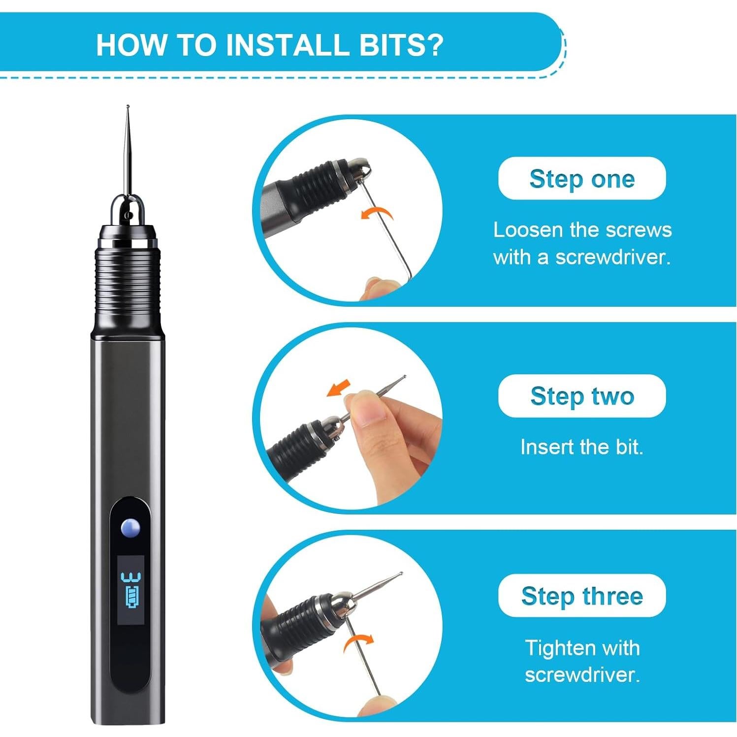 Bolígrafo de Grabado Inalámbrico Cykelith D2 30 Puntas USB