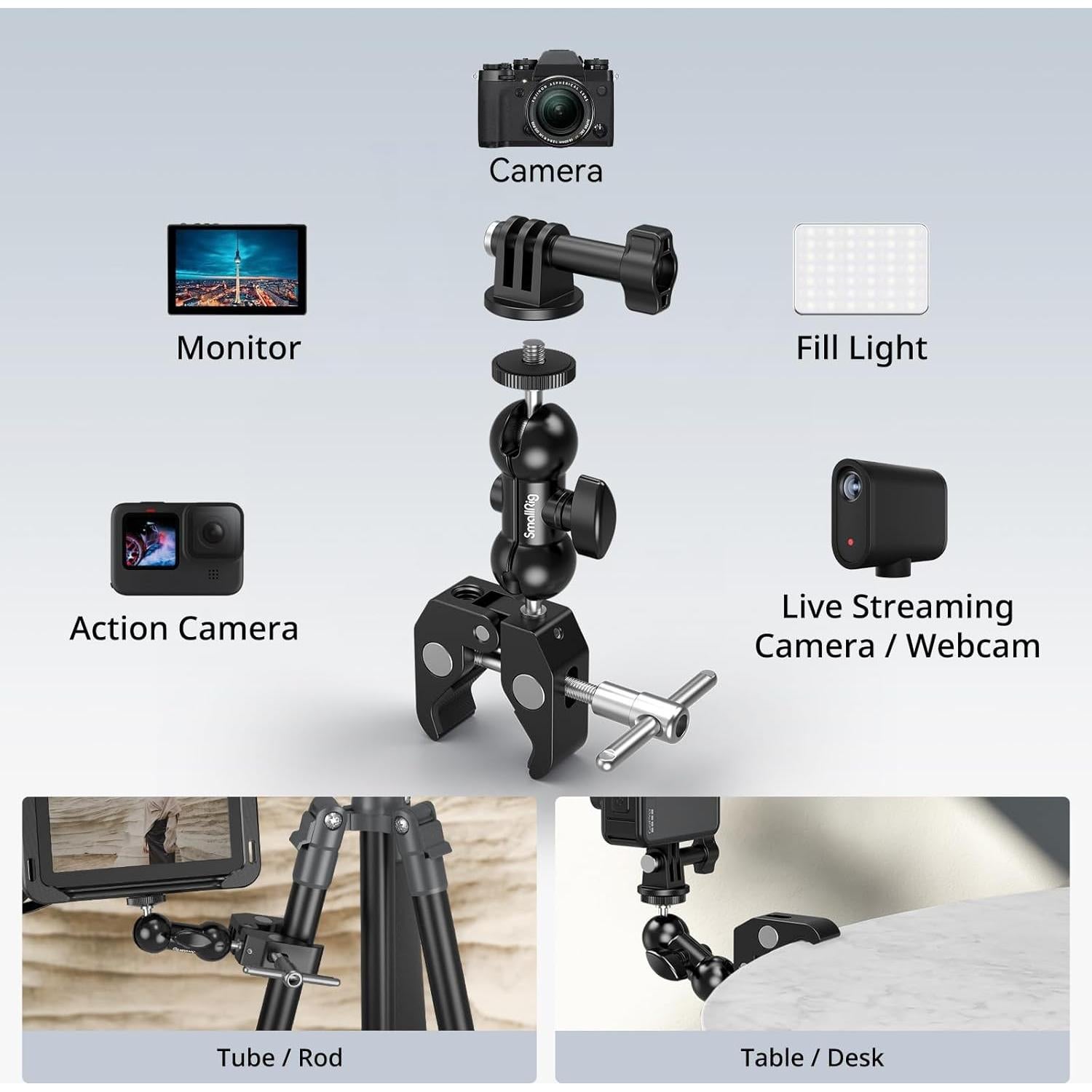 Paquete de 2 Abrazaderas Super Clamp SmallRig 5321 para Cámara