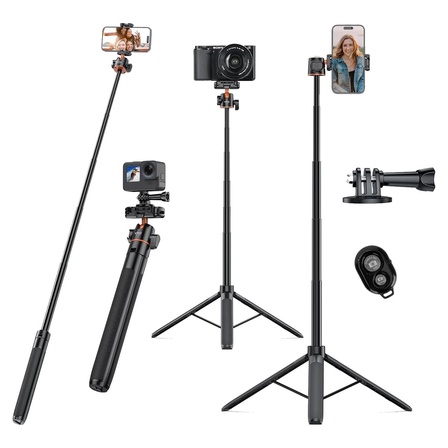 Trípode Extensible VRIG TP-16 para Teléfono y Cámara 2 en 1