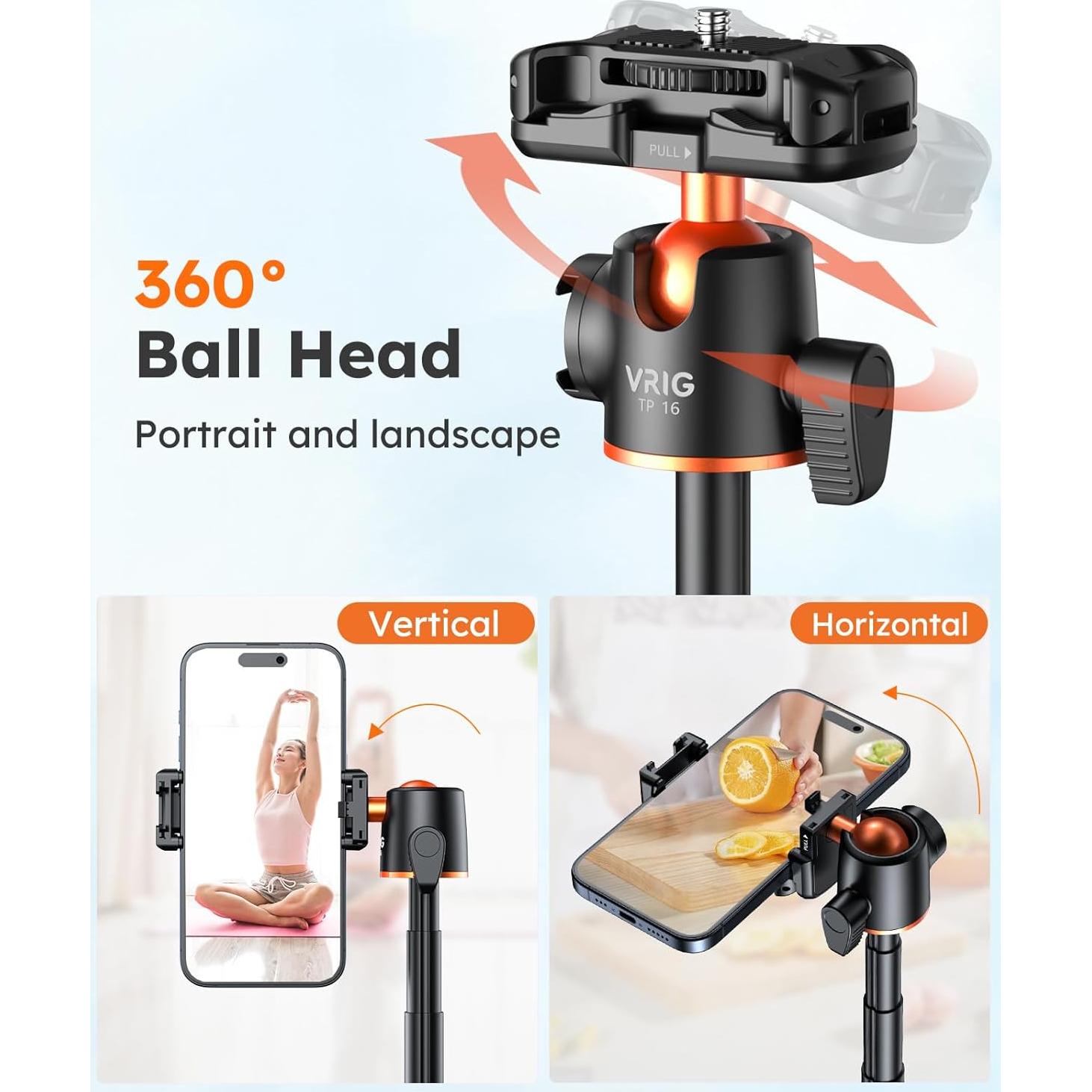 Trípode Extensible VRIG TP-16 para Teléfono y Cámara 2 en 1