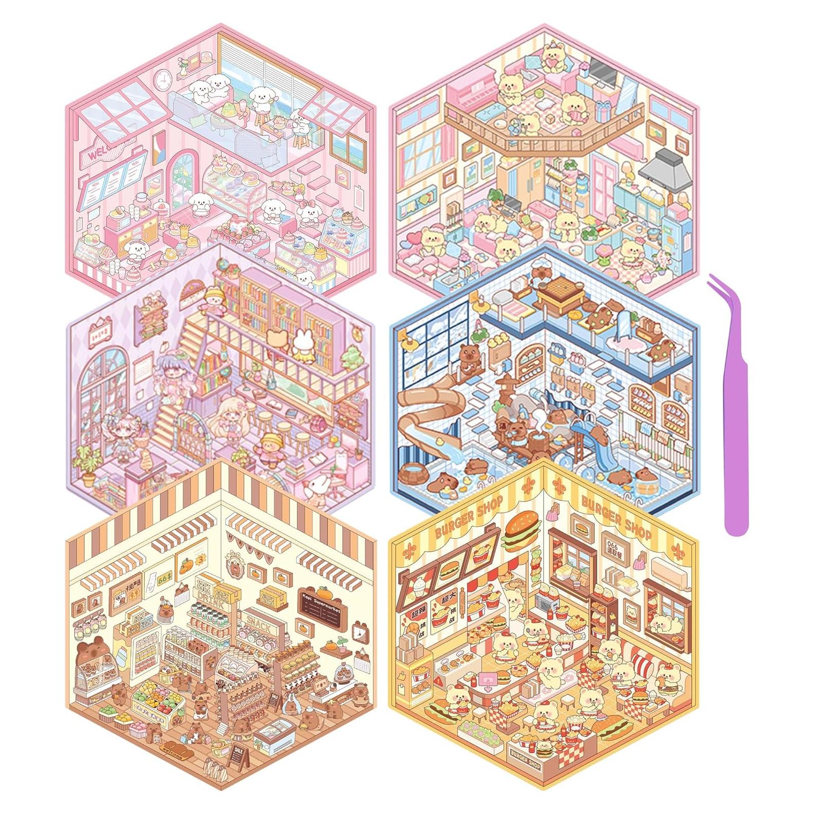 Set de 6 Stickers 3D DIY LCDGTJ para Manualidades Creativas