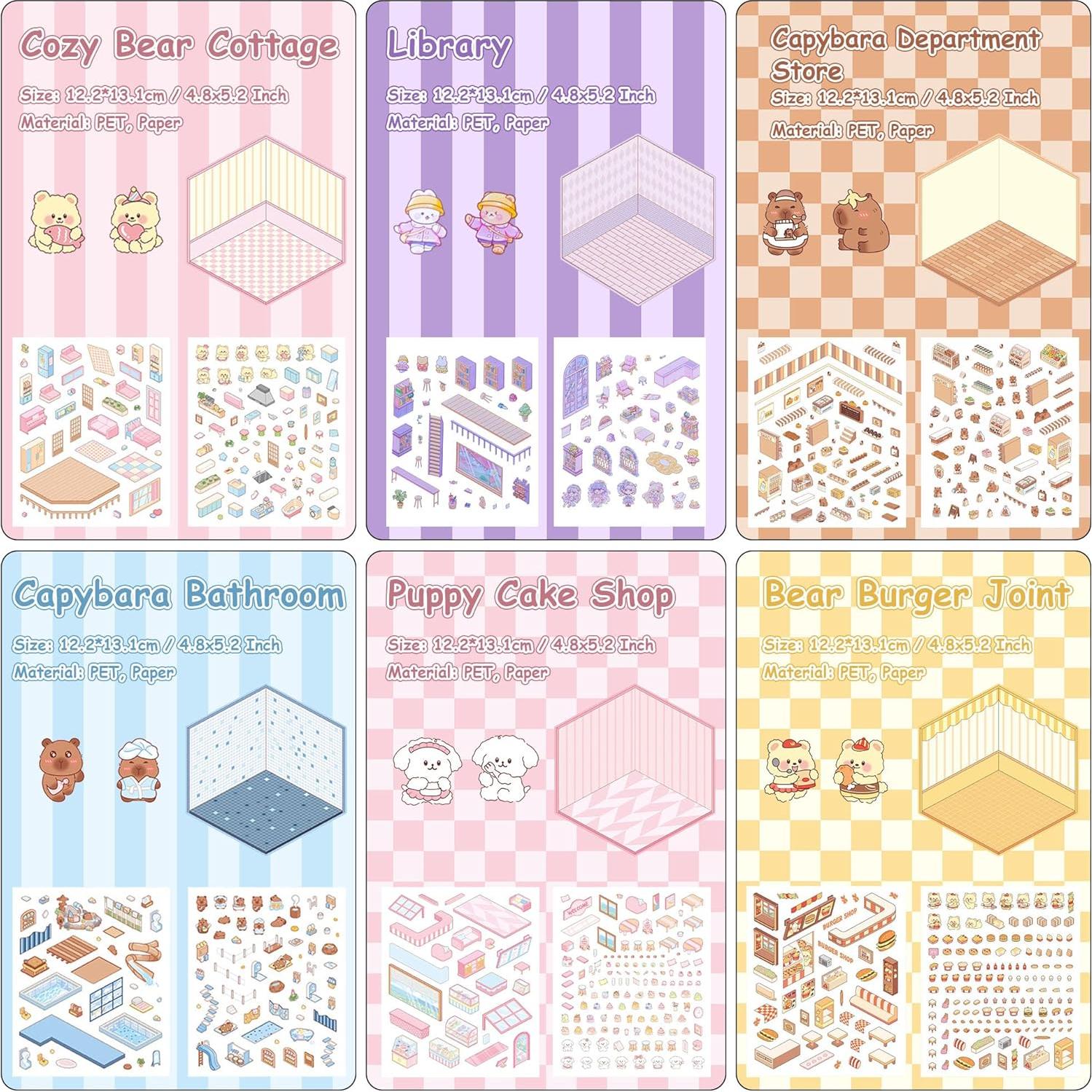 Set de 6 Stickers 3D DIY LCDGTJ para Manualidades Creativas