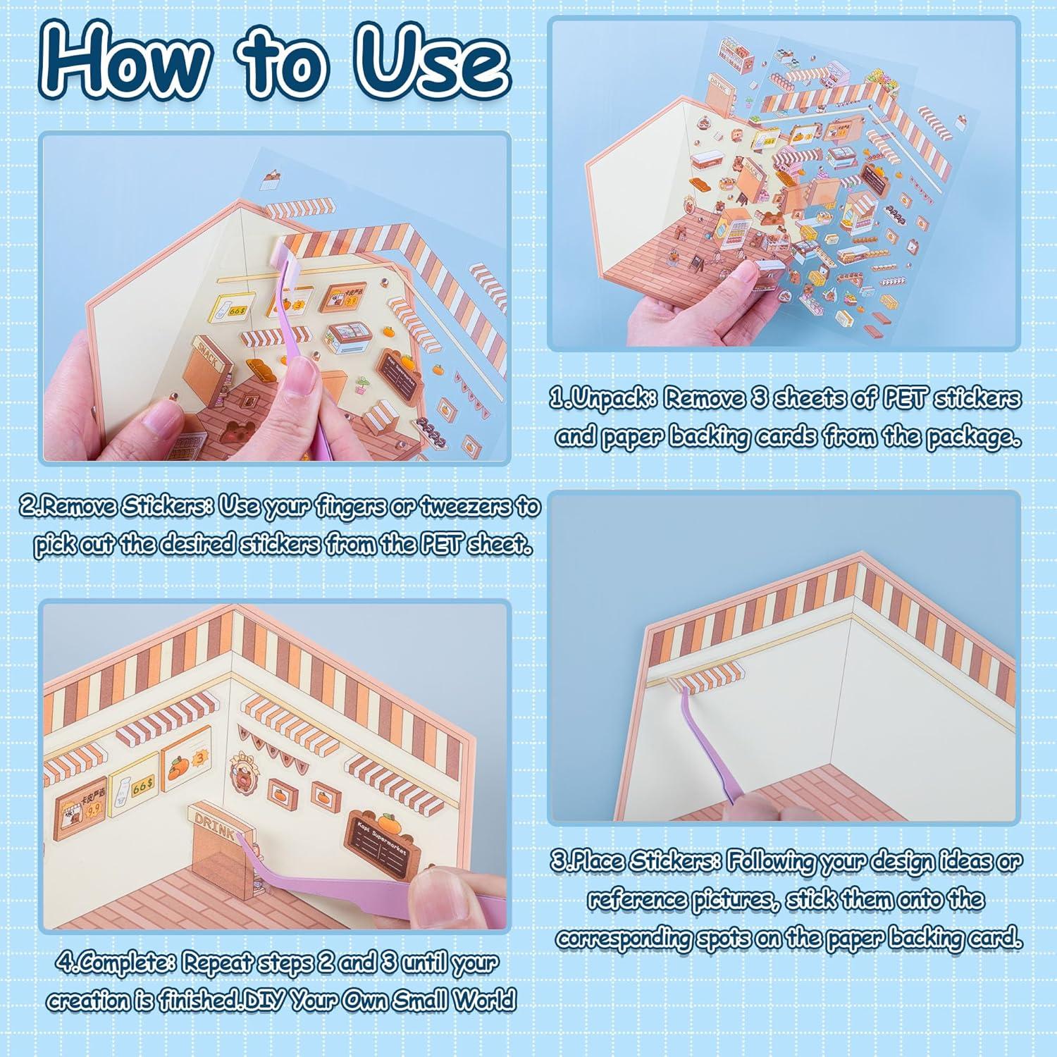 Set de 6 Stickers 3D DIY LCDGTJ para Manualidades Creativas