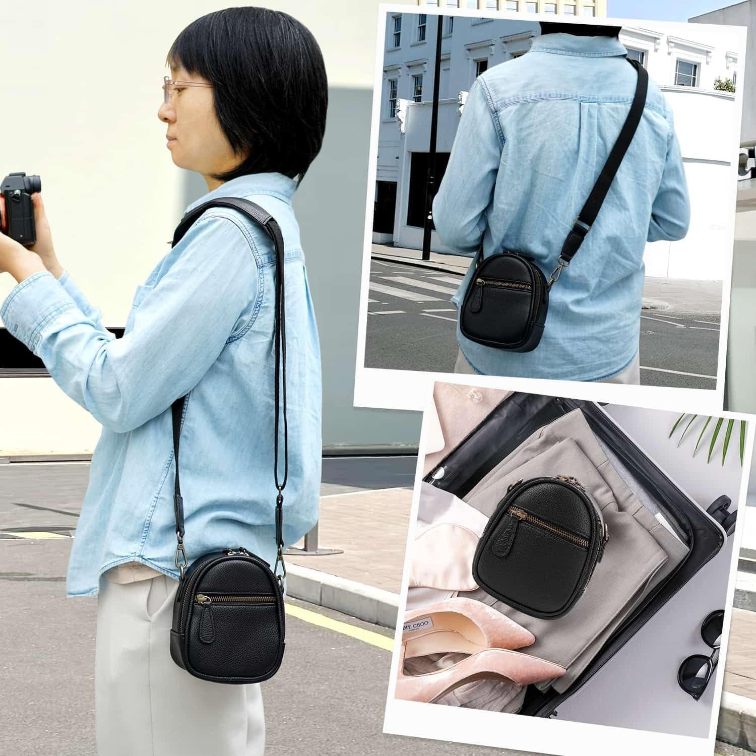 Bolsa de cámara bandolera 1L PU impermeable negra DSLR