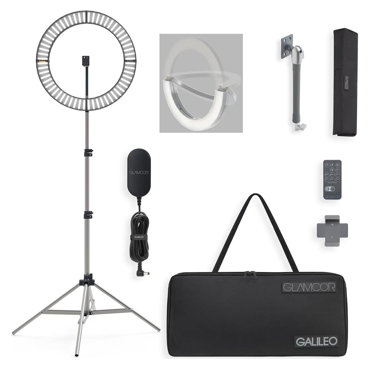 Kit Pro GLAMCOR Galileo - Luz de Anillo 45.72 cm Plegable