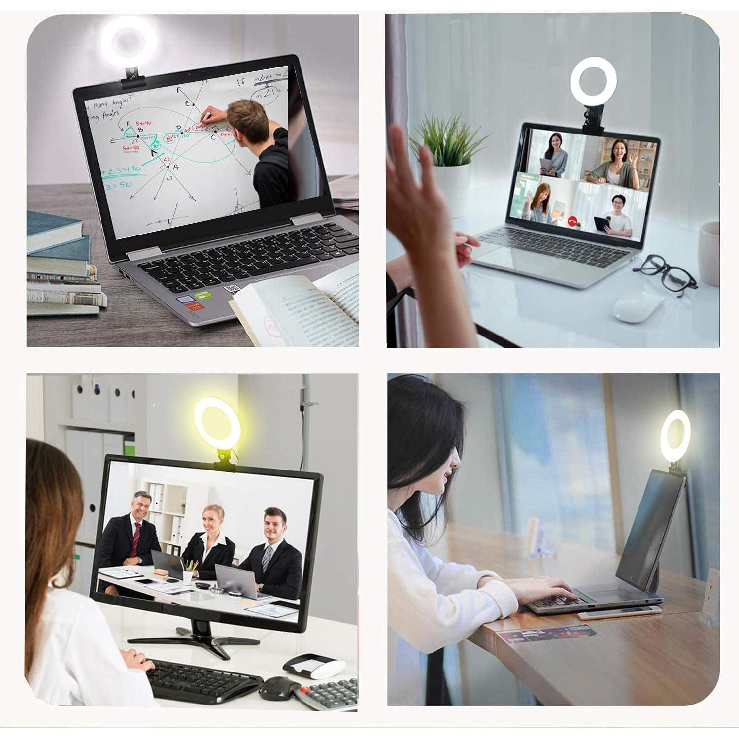 Kit de Iluminación LED Ring Light 3200K-6500K Ajustable para Videoconferencias y Creadores de Contenido