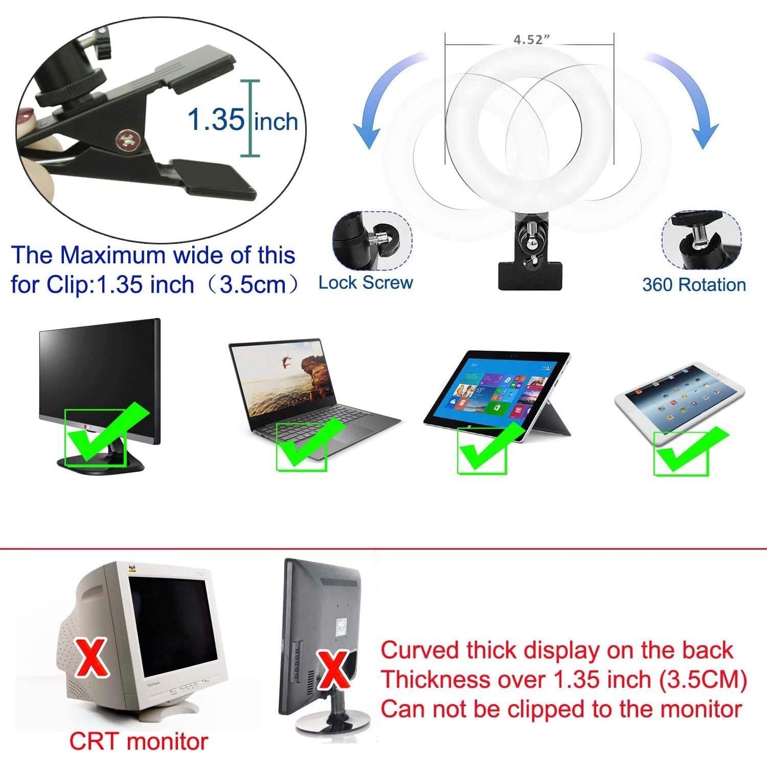 Kit de Iluminación LED Ring Light 3200K-6500K Ajustable para Videoconferencias y Creadores de Contenido