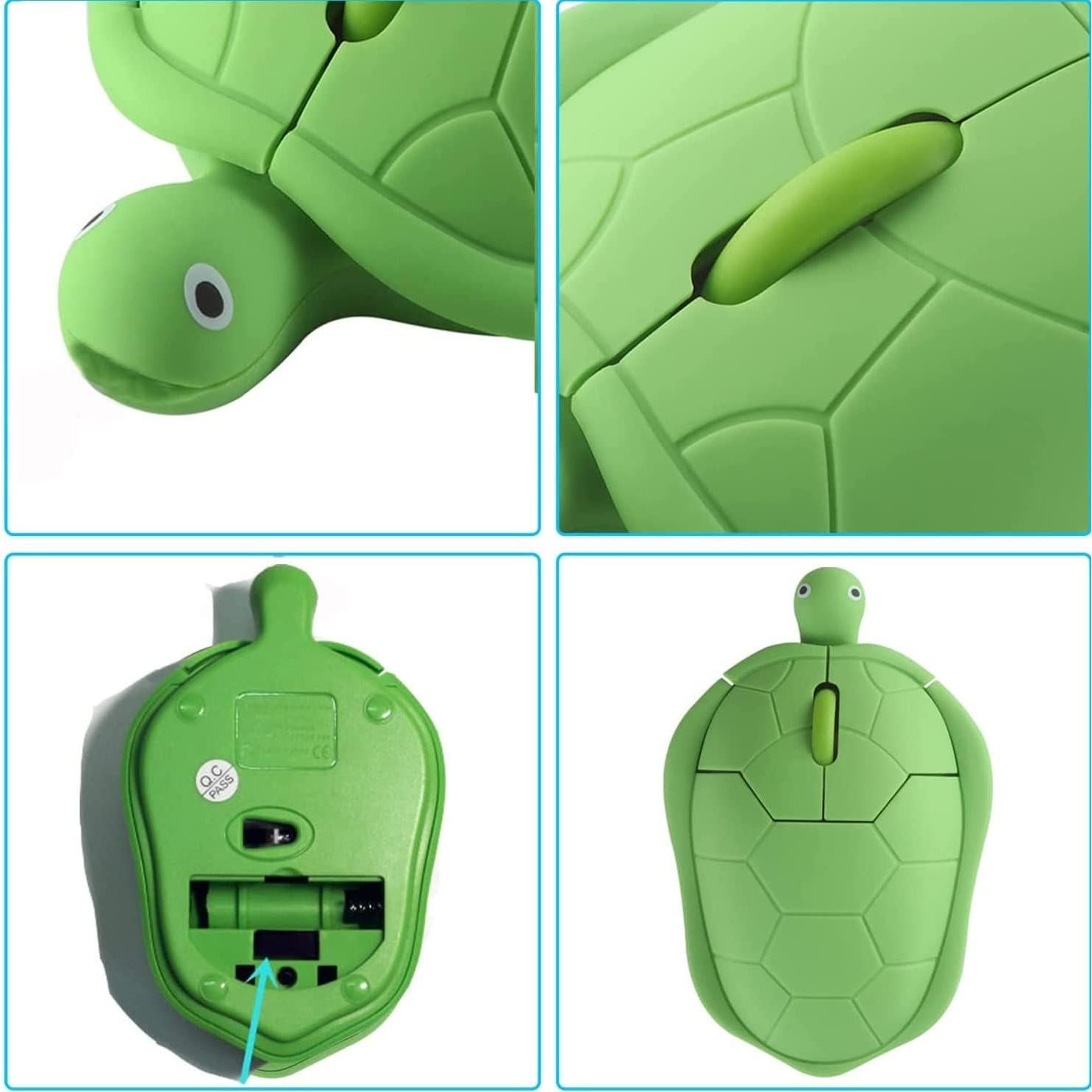 Ratón Inalámbrico Ergonómico Verde Tortuga USB Óptico