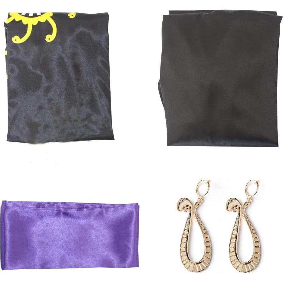 Disfraz Cosplay Kimono Negro y Cheongsam Morado Mujer