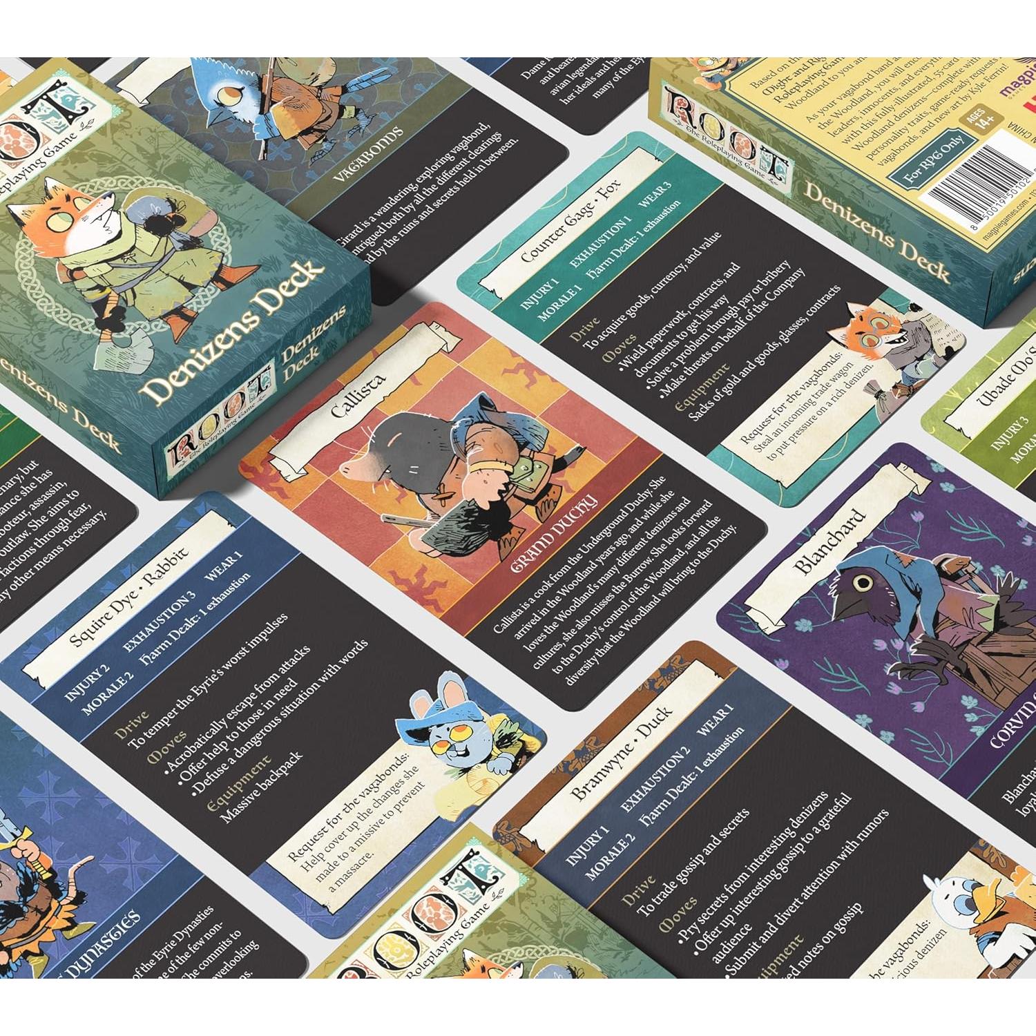 Baraja de Habitantes Magpie Games Root RPG 55 Cartas