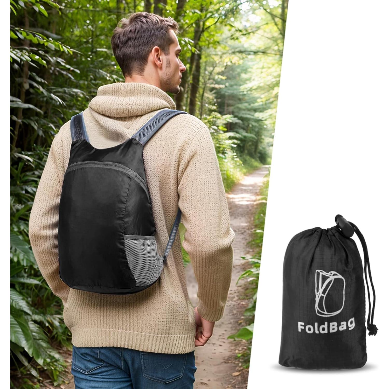 Mochila de Senderismo Plegable 20L SUIKIHUM Negra Ultra Ligera