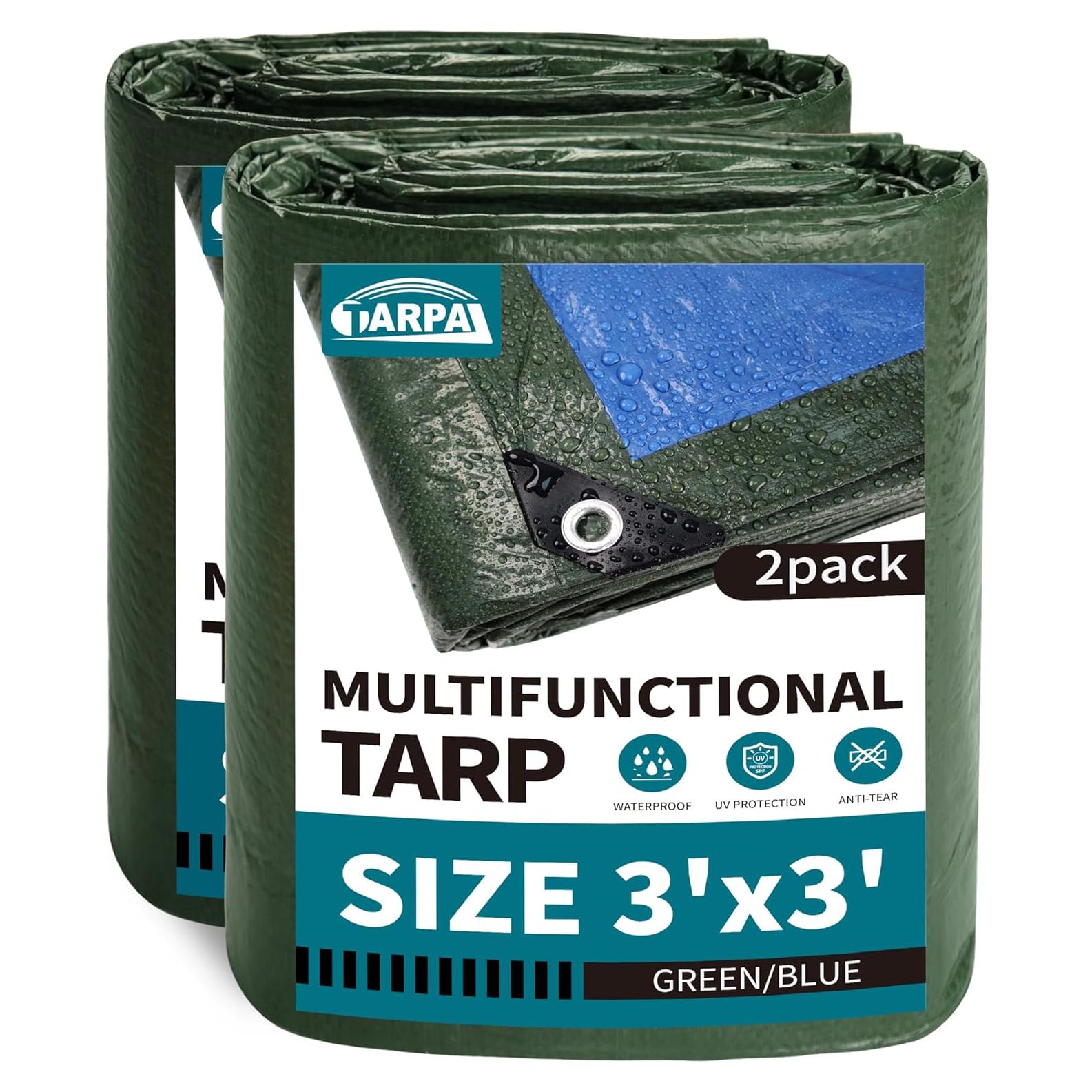 Lona Impermeable TARPAL 3x3m Verde/Azul (Paquete de 2)