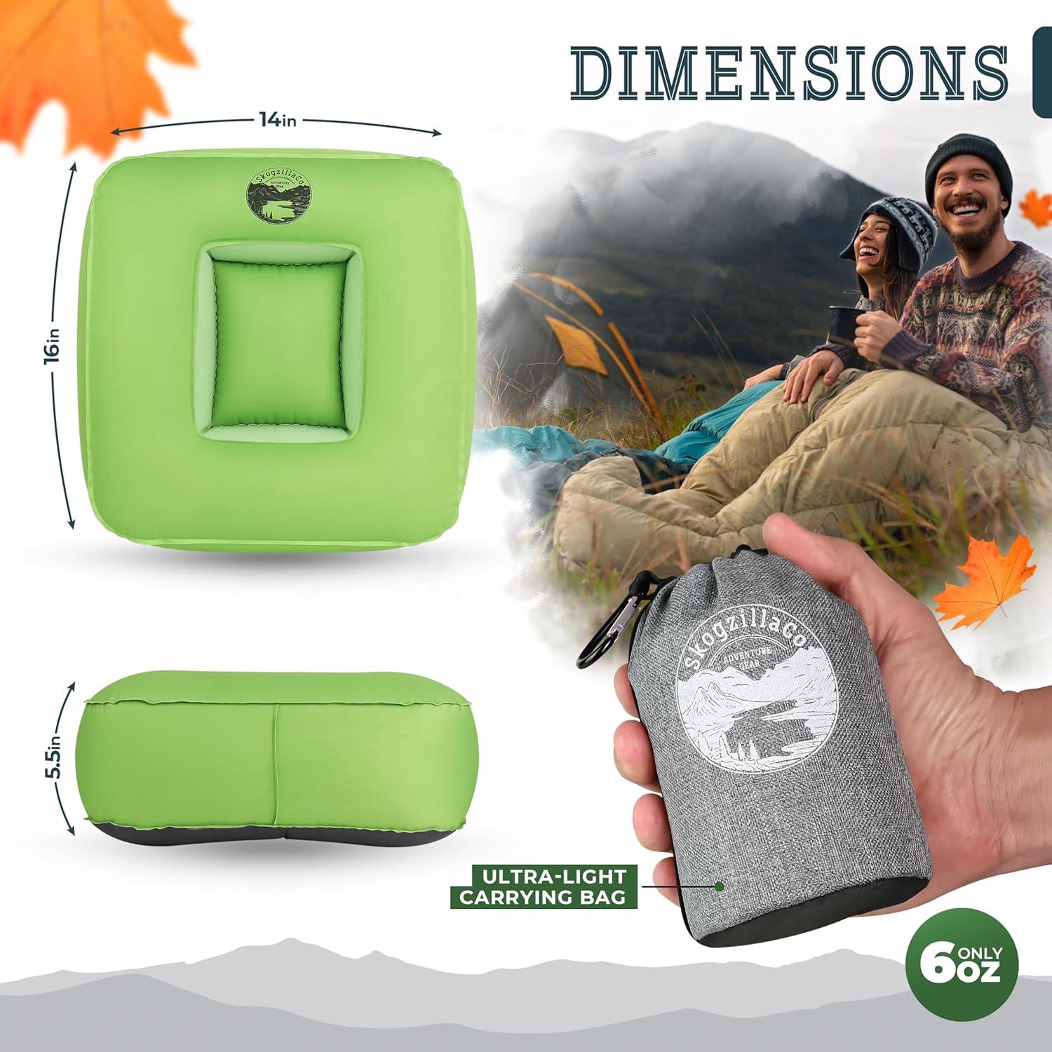 Almohada Inflable de Camping SkogzillaCo TrailNeck 1.0 Verde