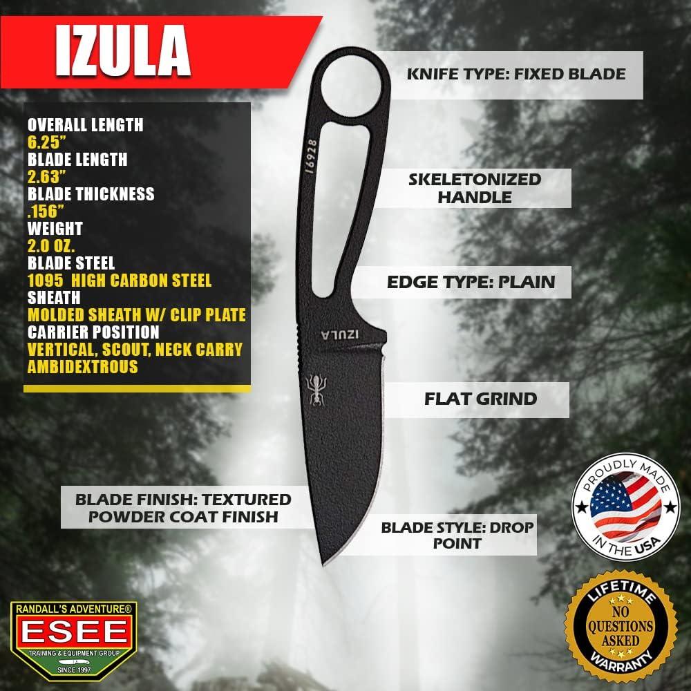Cuchillo de Hoja Fija ESEE IZULA-KIT con Funda y Supervivencia
