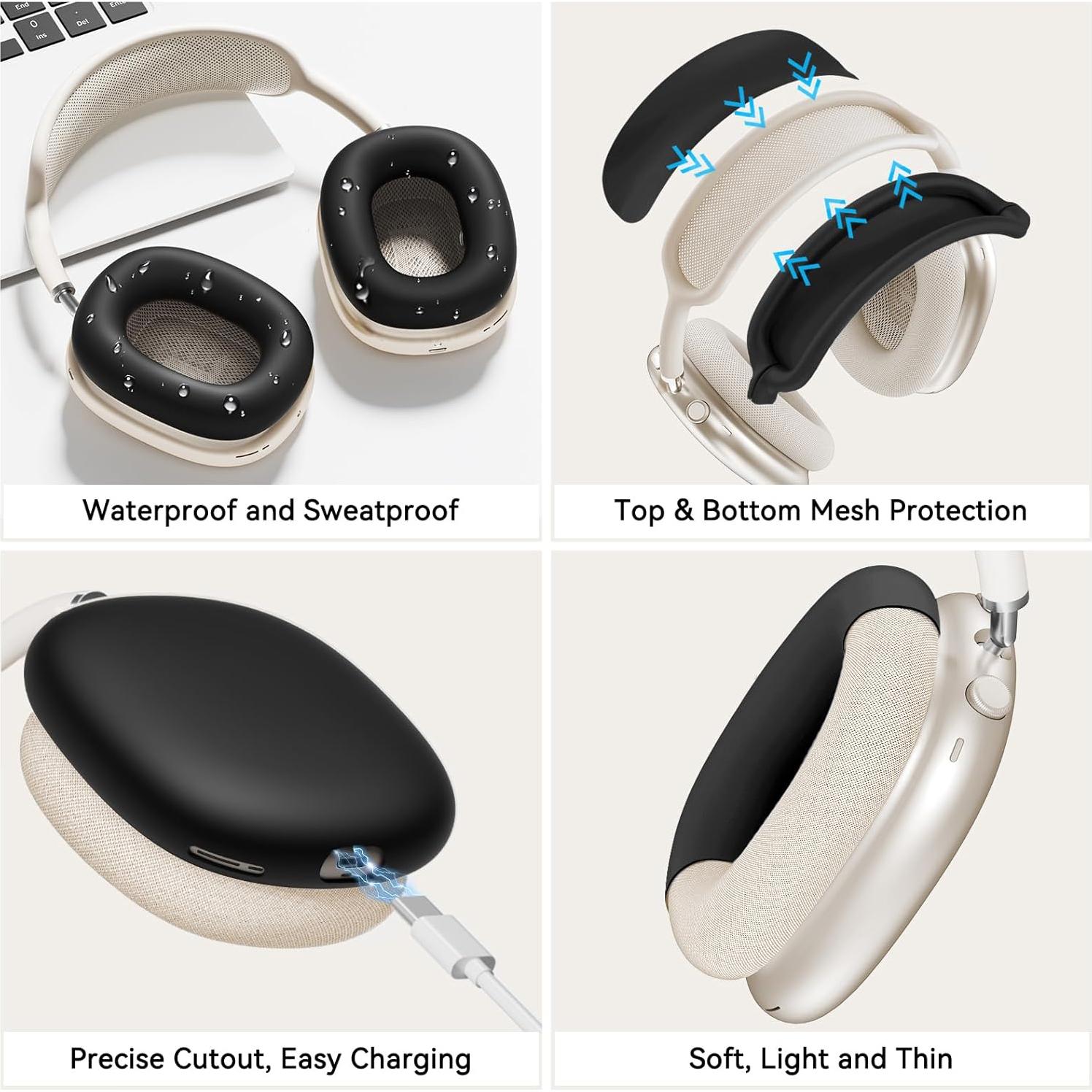 Funda de Silicona 4-en-1 MINDRESY para AirPods Max Negro