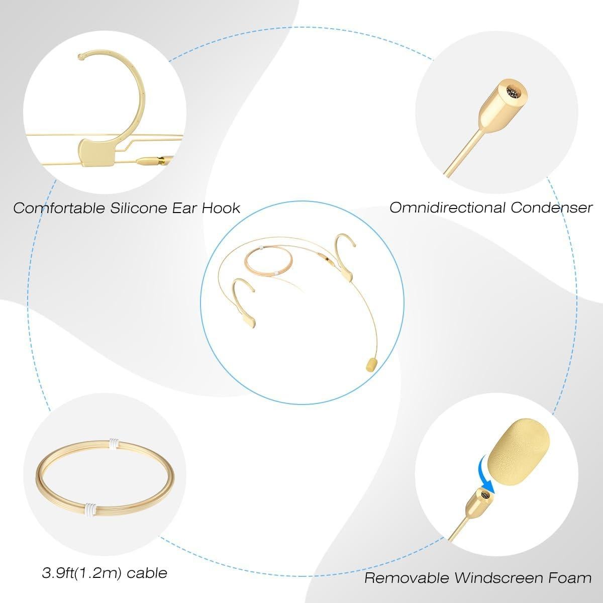 Micrófono de Diadema KIMAFUN T4 Beige para Audio Technica