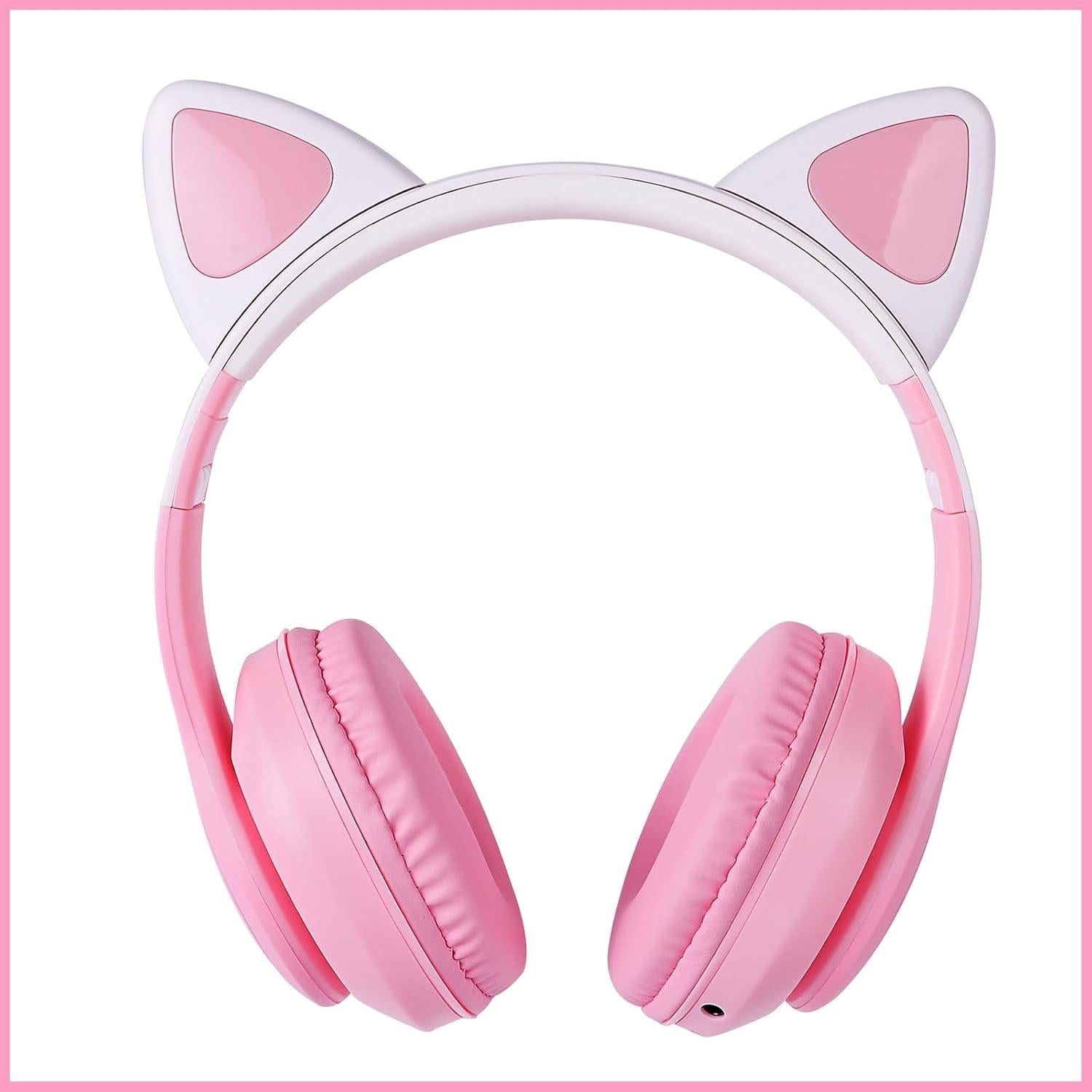 Auriculares Bluetooth HOYJACY HT-T2 Rosa con Orejas de Gato LED