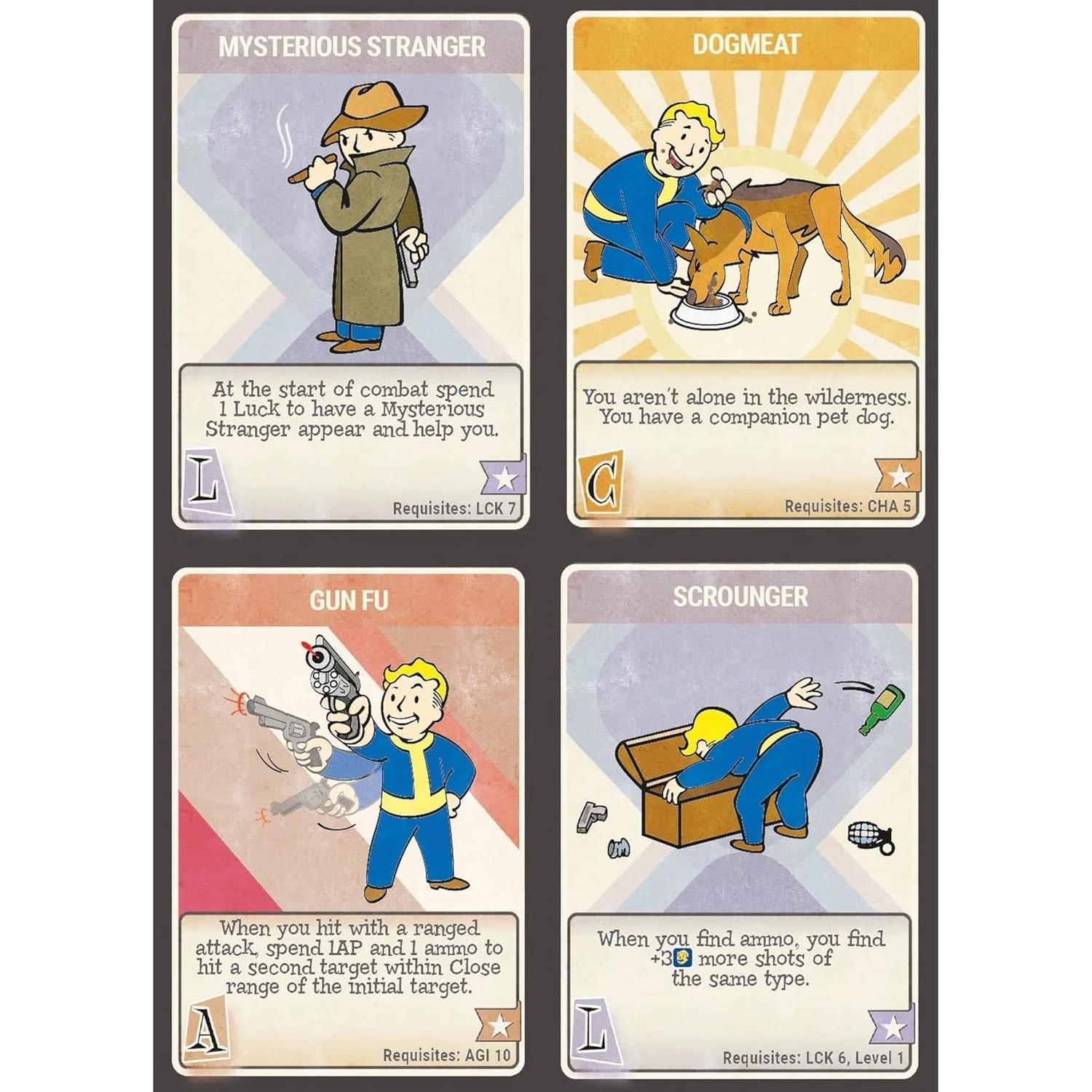 Cartas de Perk Fallout Modiphius RPG - 148 Cartas