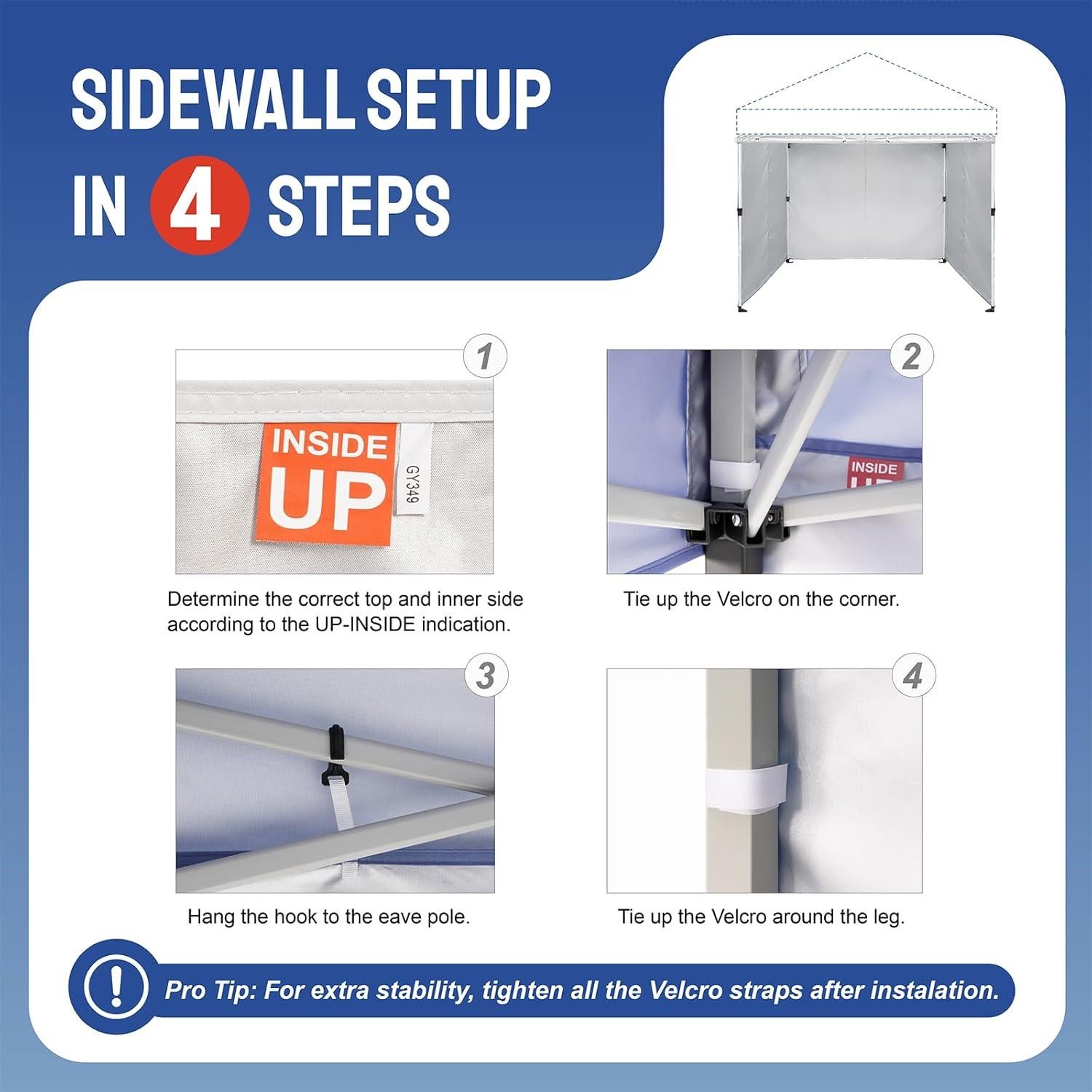 Paredes Laterales Crown Shades 8x8 - 4 Piezas, Blanco