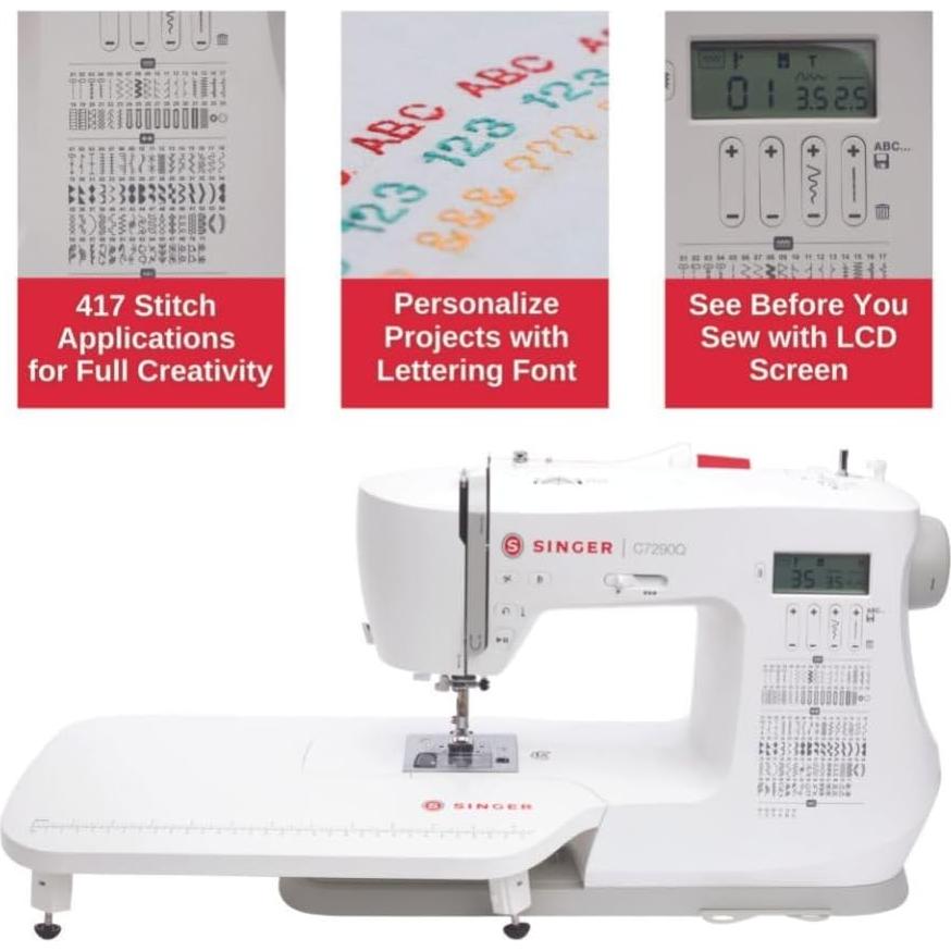 Máquina de Coser SINGER C7290Q Computarizada con Mesa y 12 Patas