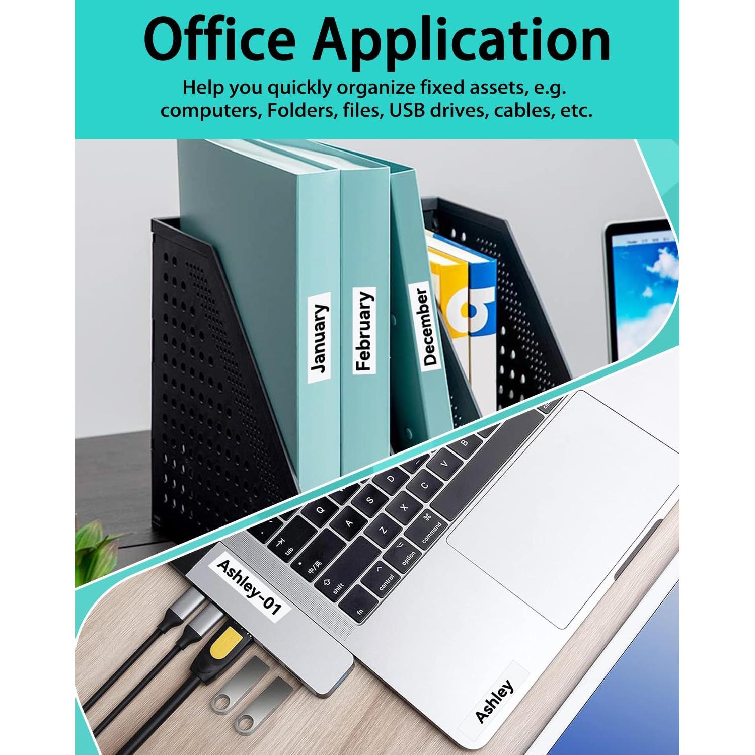 Cinta de Etiquetas Anycolor 5-Pack 12mm Negro sobre Blanco