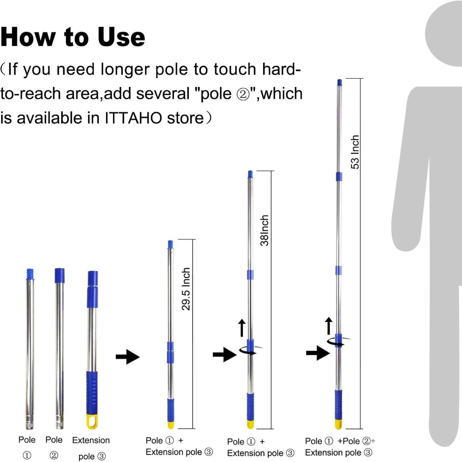 Limpiador de Ventanas ITTAHO 2 en 1 con Raspador y Polo Extensible